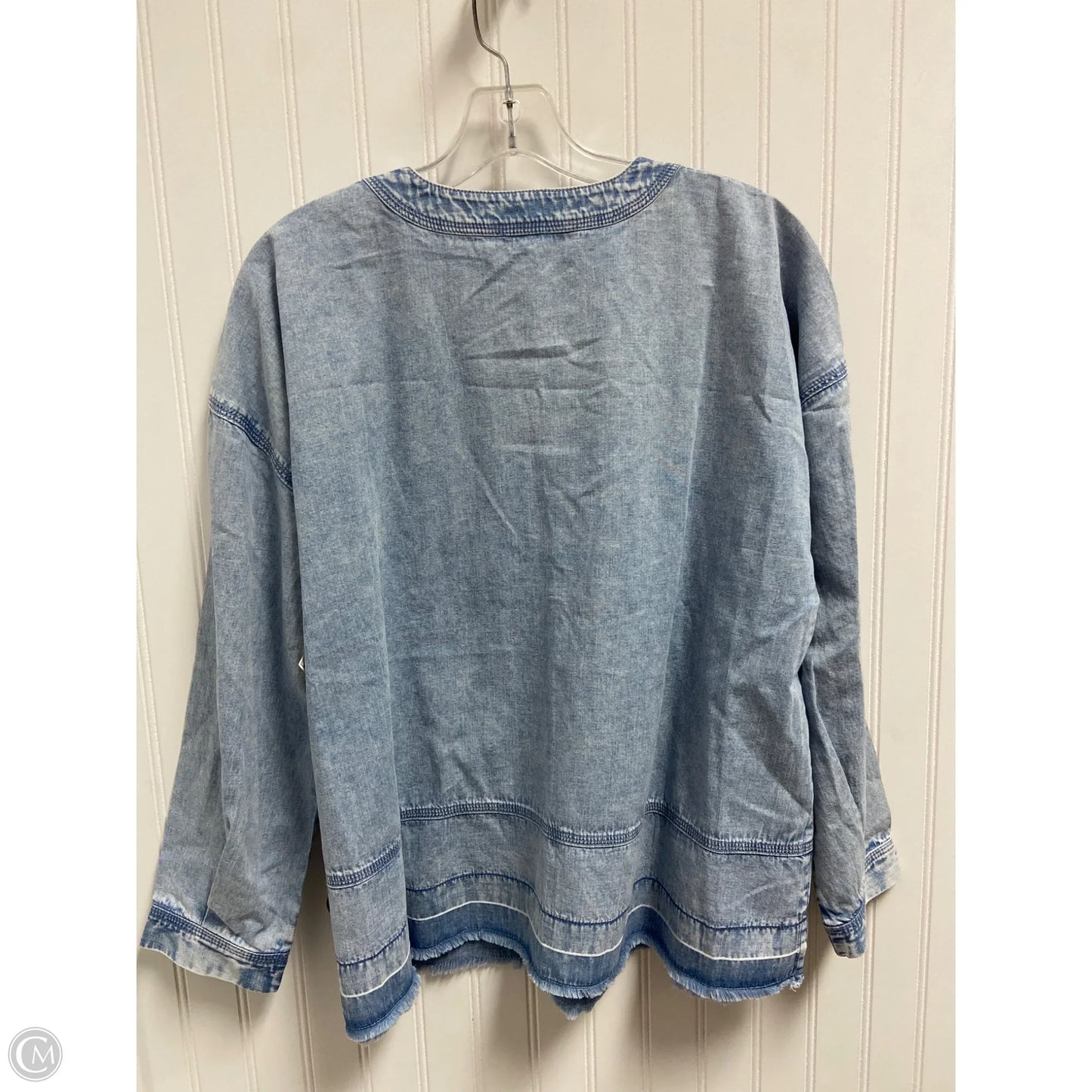 Top Long Sleeve By Pure Jill In Blue Denim, Size: Lp