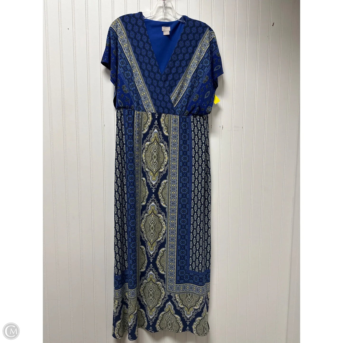 Dress Casual Maxi By Chicos In Blue & Yellow, Size: M
