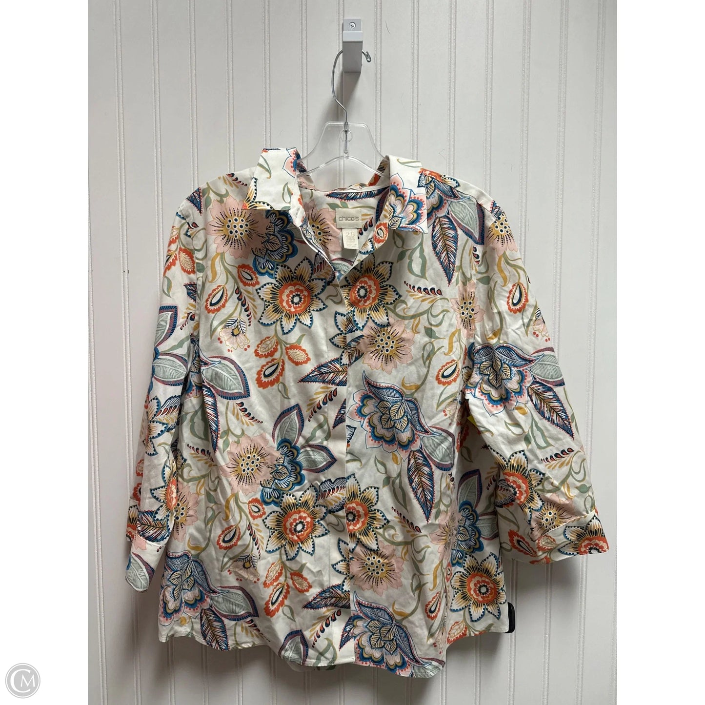 Top Long Sleeve By Chicos In Floral Print, Size: L