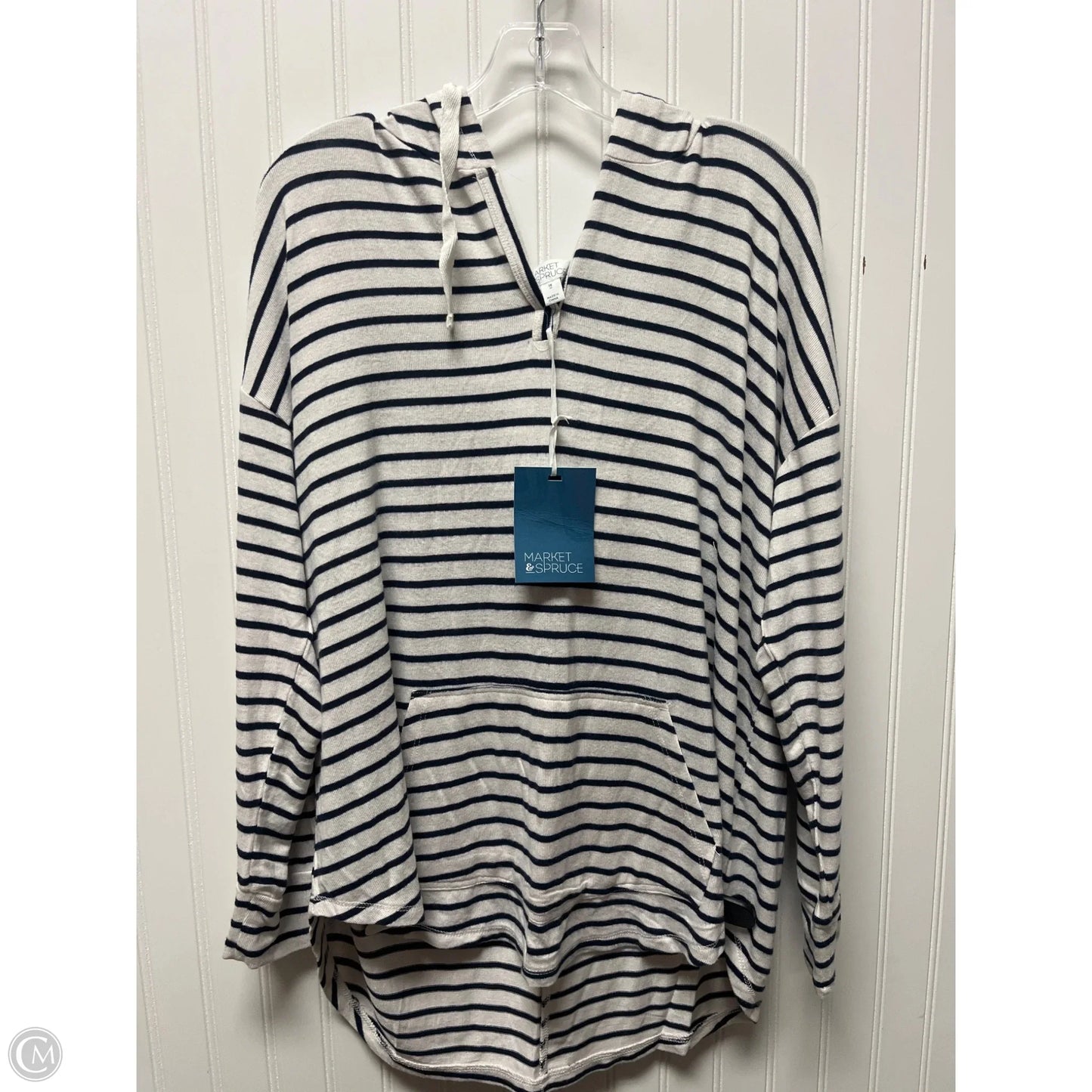 Top Long Sleeve By Market & Spruce In Blue & White, Size: 1x