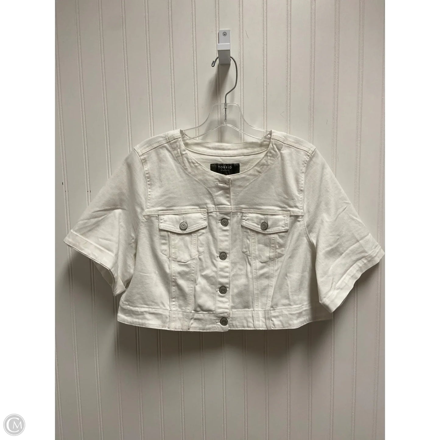 Jacket Denim By Torrid In White Denim, Size: 1x