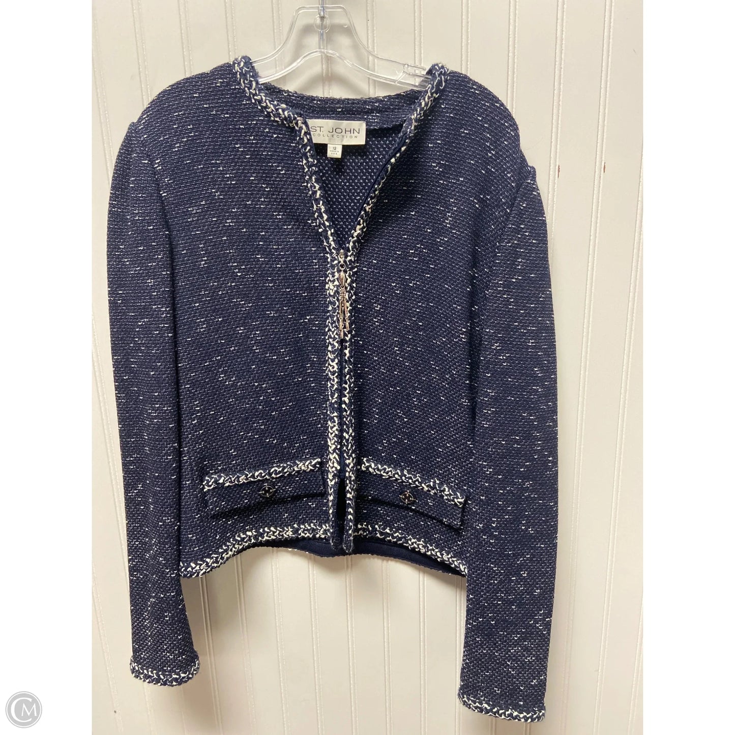 Jacket Other By St. John In Blue & White, Size: L