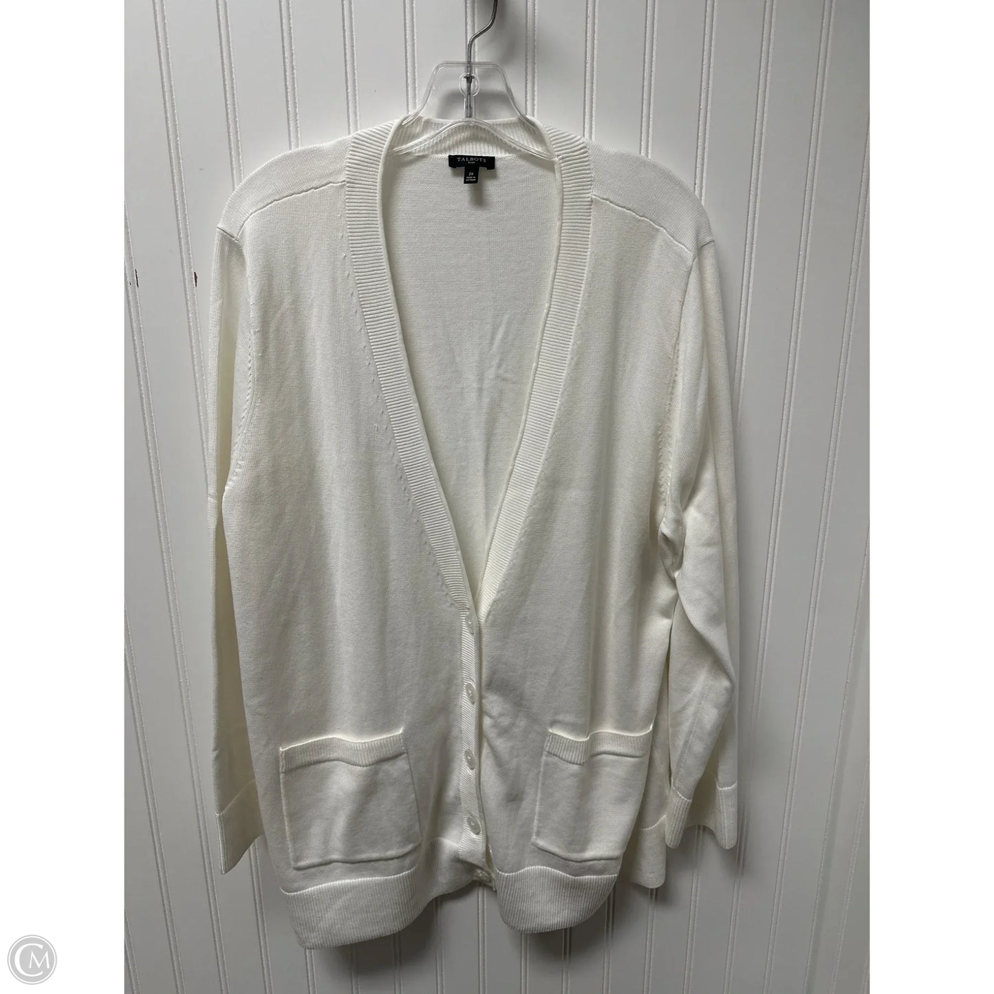 Sweater Cardigan By Talbots In White, Size: 2x