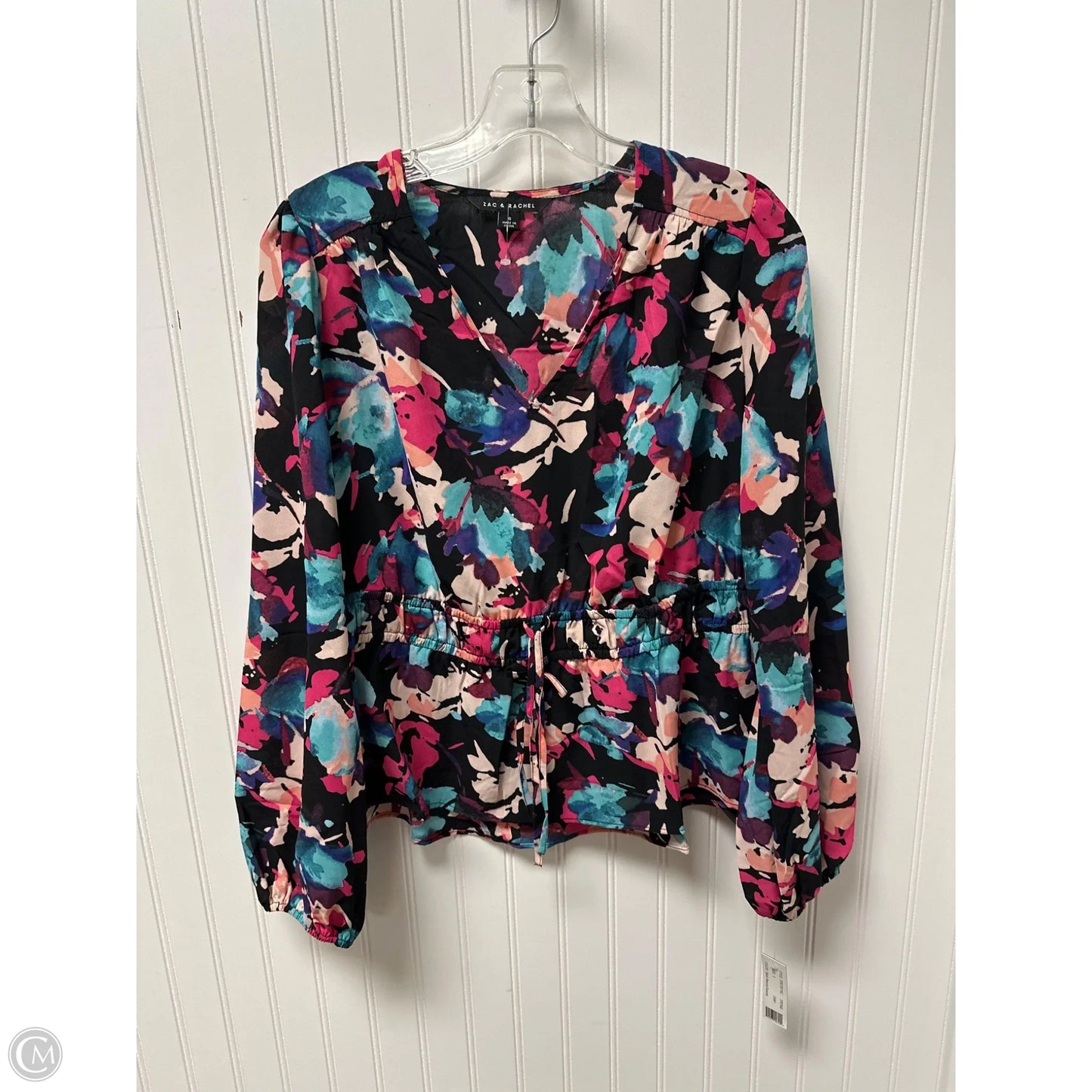 Top Long Sleeve By Zac And Rachel In Black & Pink, Size: S