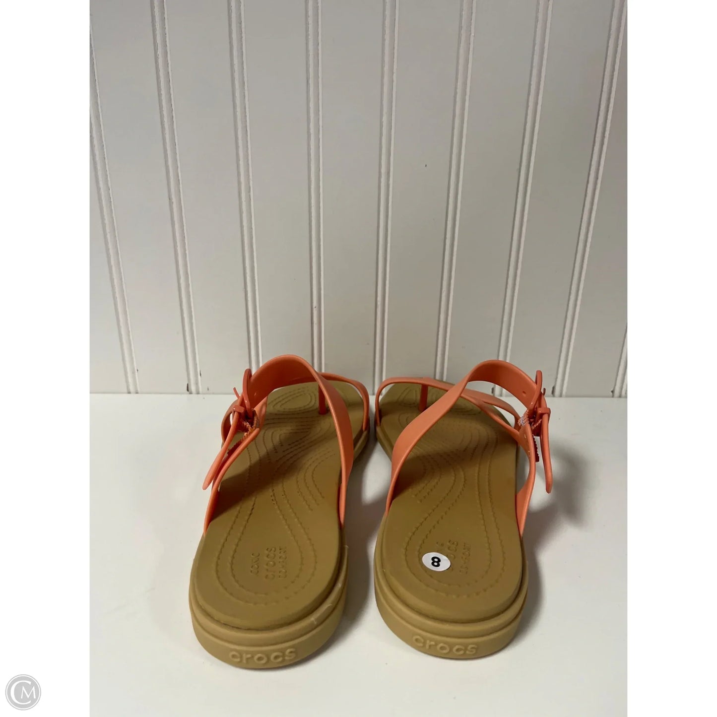 Sandals Flats By Crocs In Orange, Size: 8