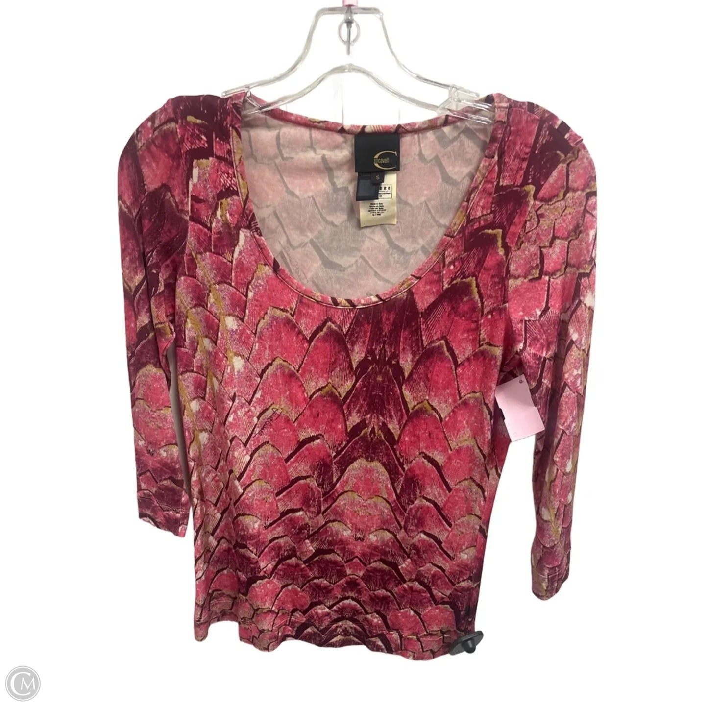 Top Long Sleeve Designer By Roberto Cavalli In Pink, Size: S