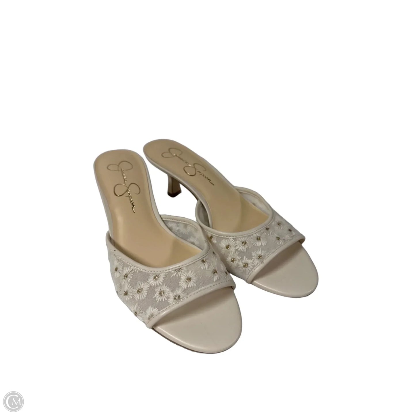 Sandals Heels Kitten By Jessica Simpson In Cream, Size: 8