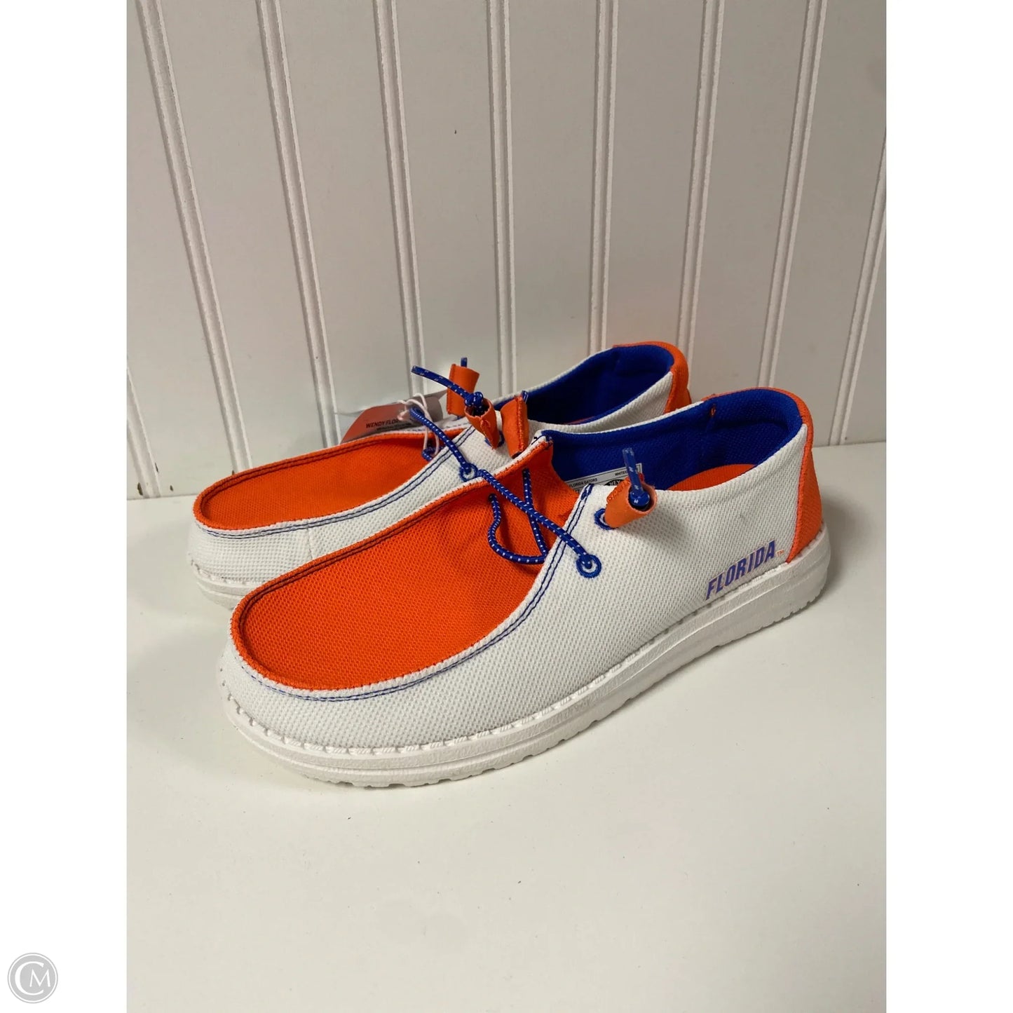 Shoes Flats By Hey Dude In Orange & White, Size: 7