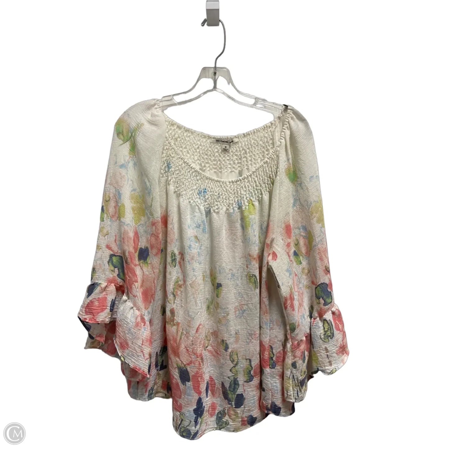 Top Long Sleeve By Zac And Rachel In Floral Print, Size: 1x