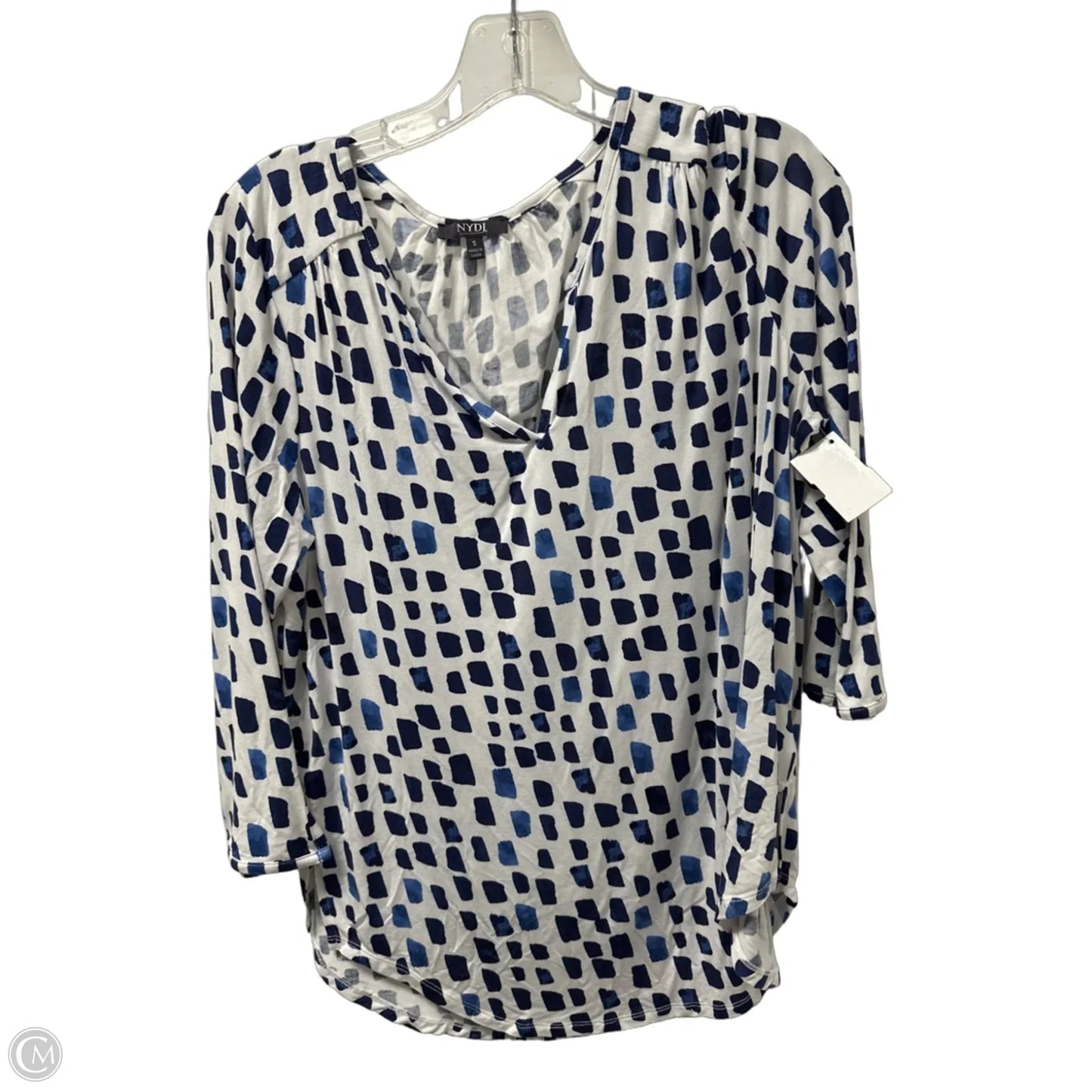 Top Long Sleeve Basic By Not Your Daughters Jeans In Blue & White, Size: S