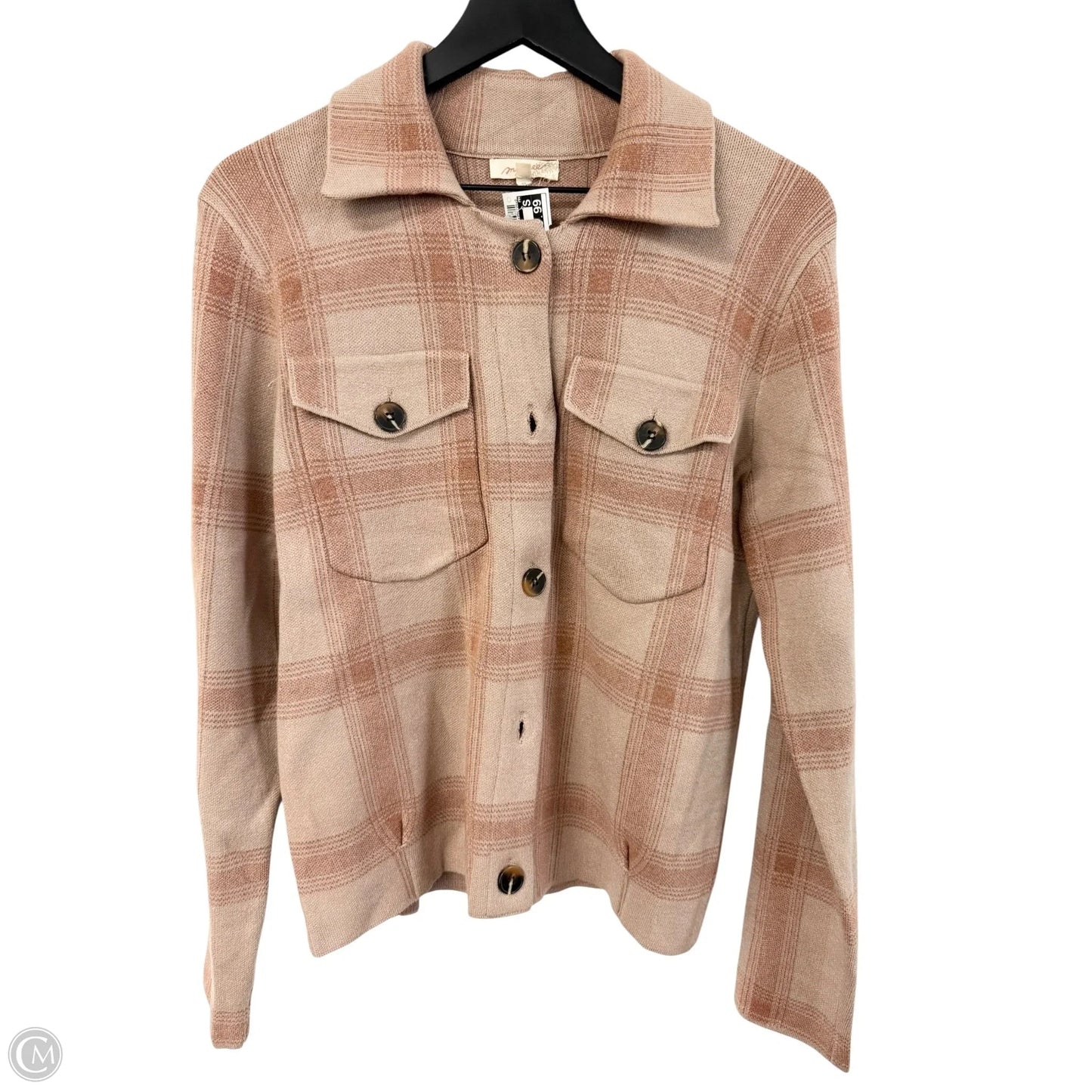 Jacket Shirt By Mystree In Tan, Size: M