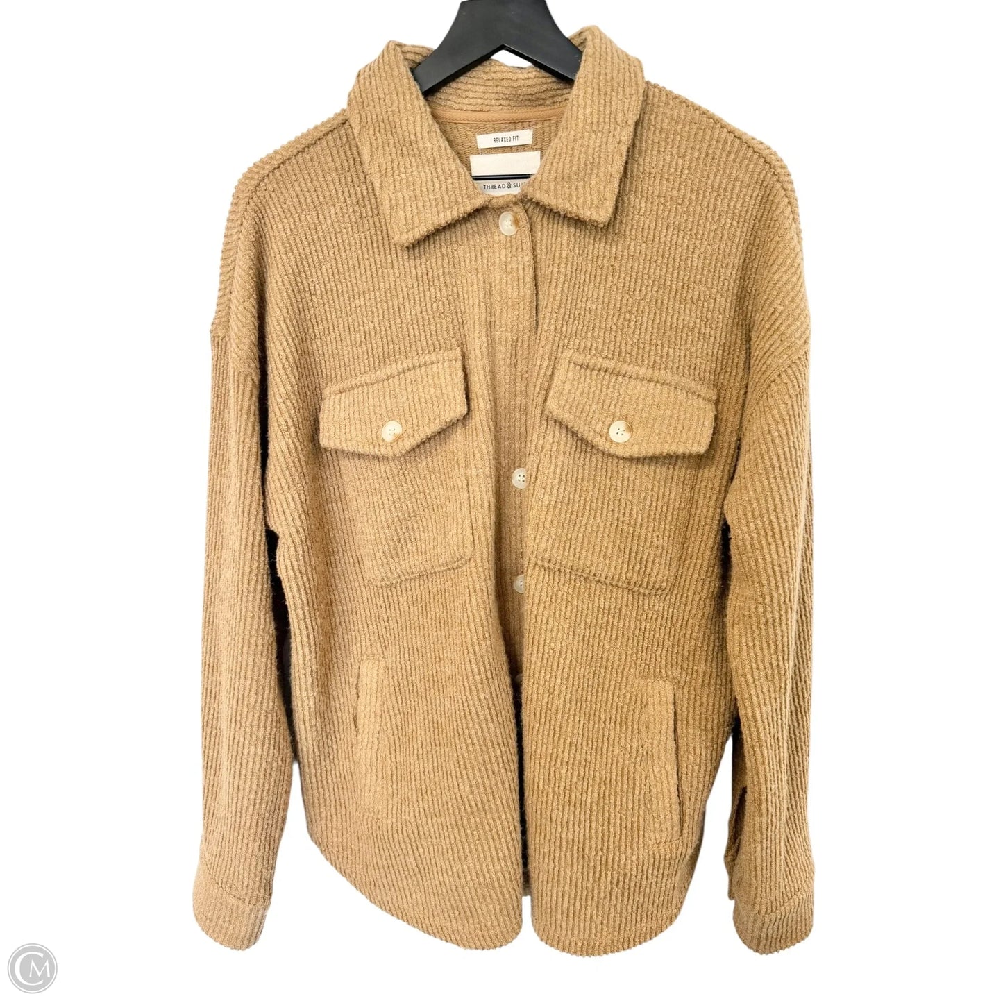 Jacket Shirt By Thread And Supply In Tan, Size: L