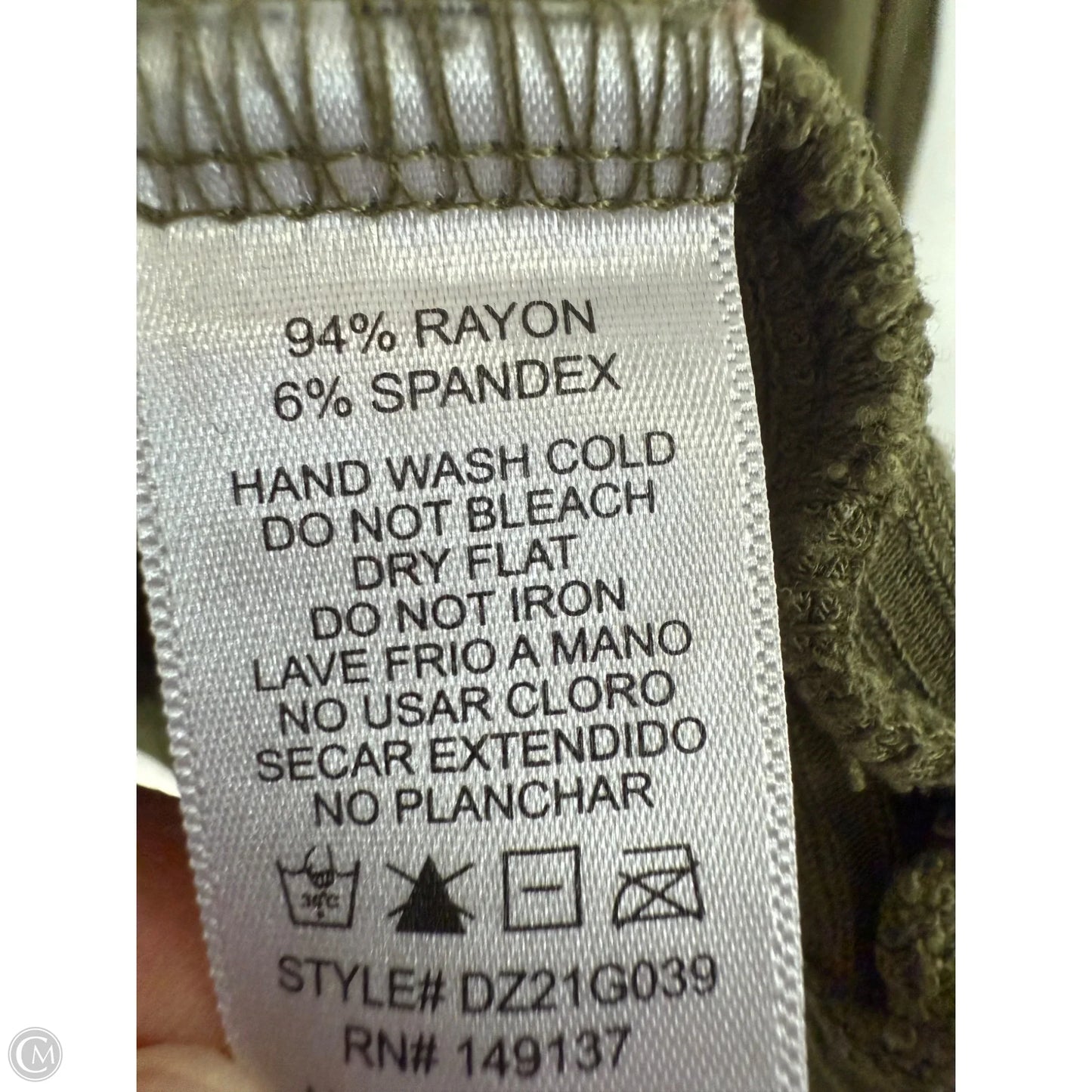 Top Long Sleeve Basic By Double Zero In Green, Size: L