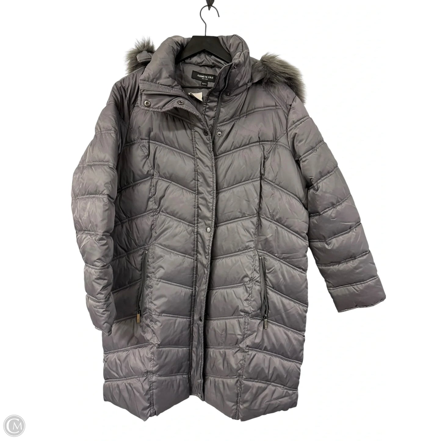 Coat Puffer & Quilted By Kenneth Cole In Silver, Size: 1x