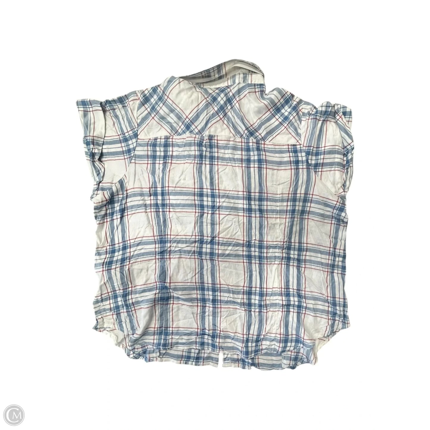 Blouse Short Sleeve By Harley Davidson In Blue & Red & White, Size: 2x