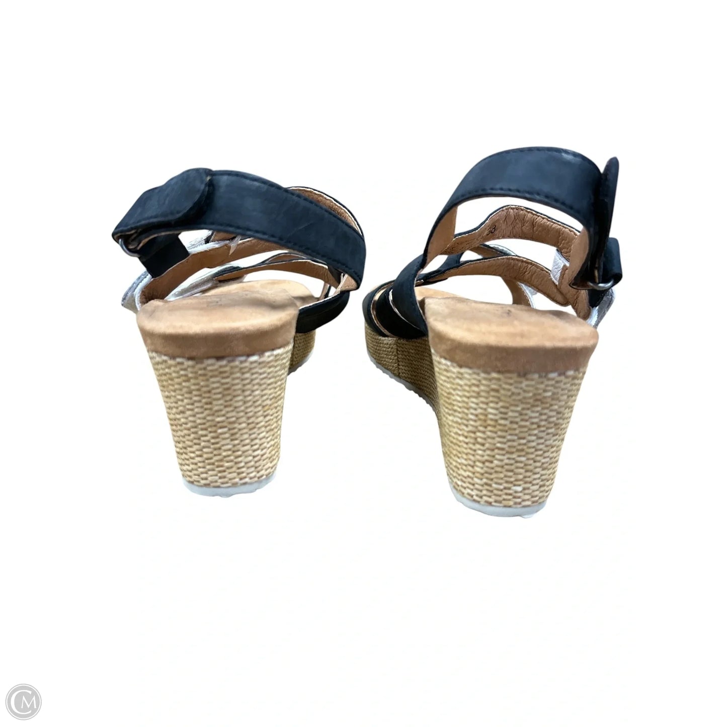 Sandals Heels Wedge By Cmb In Black & White, Size: 8