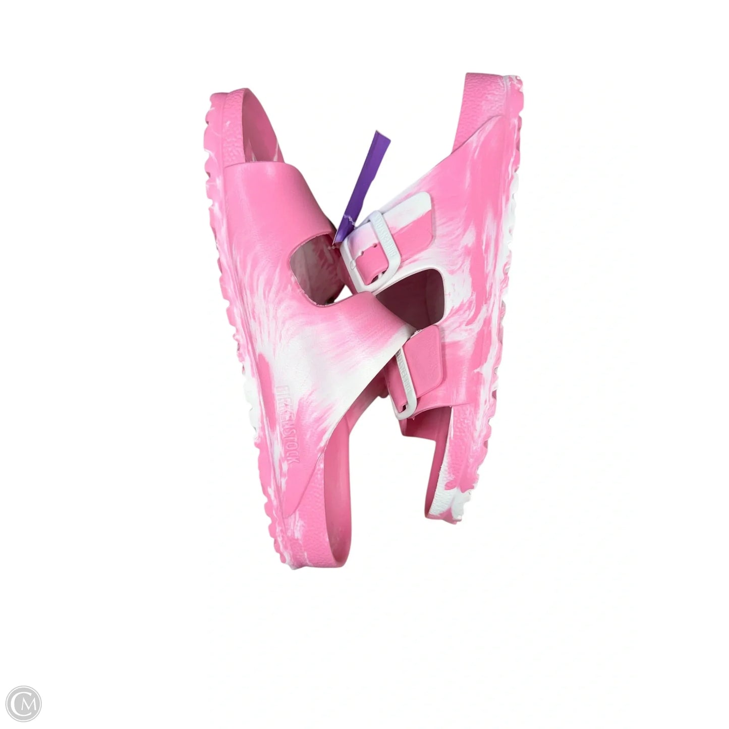 Sandals Flats By Birkenstock In Pink & White, Size: 8