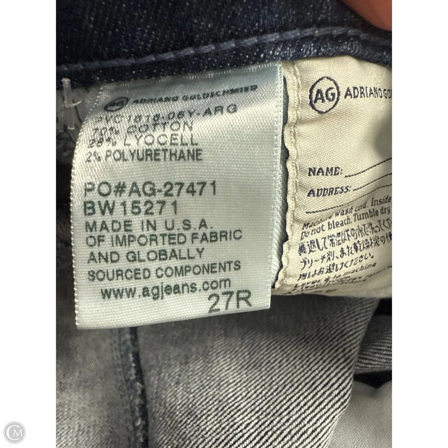 Jeans Straight By Adriano Goldschmied In Blue Denim, Size: 4