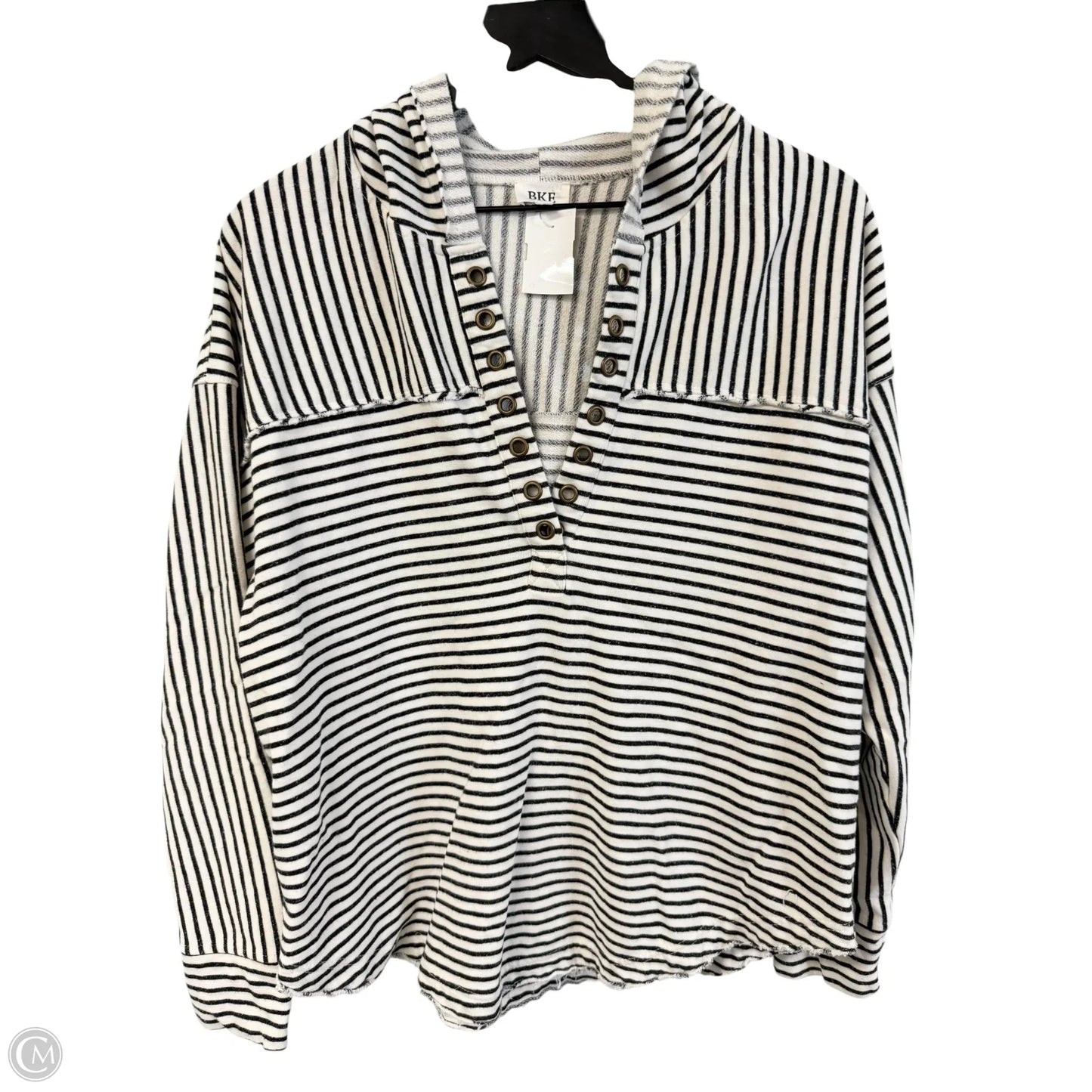 Sweatshirt Hoodie By Bke In Black & White, Size: L