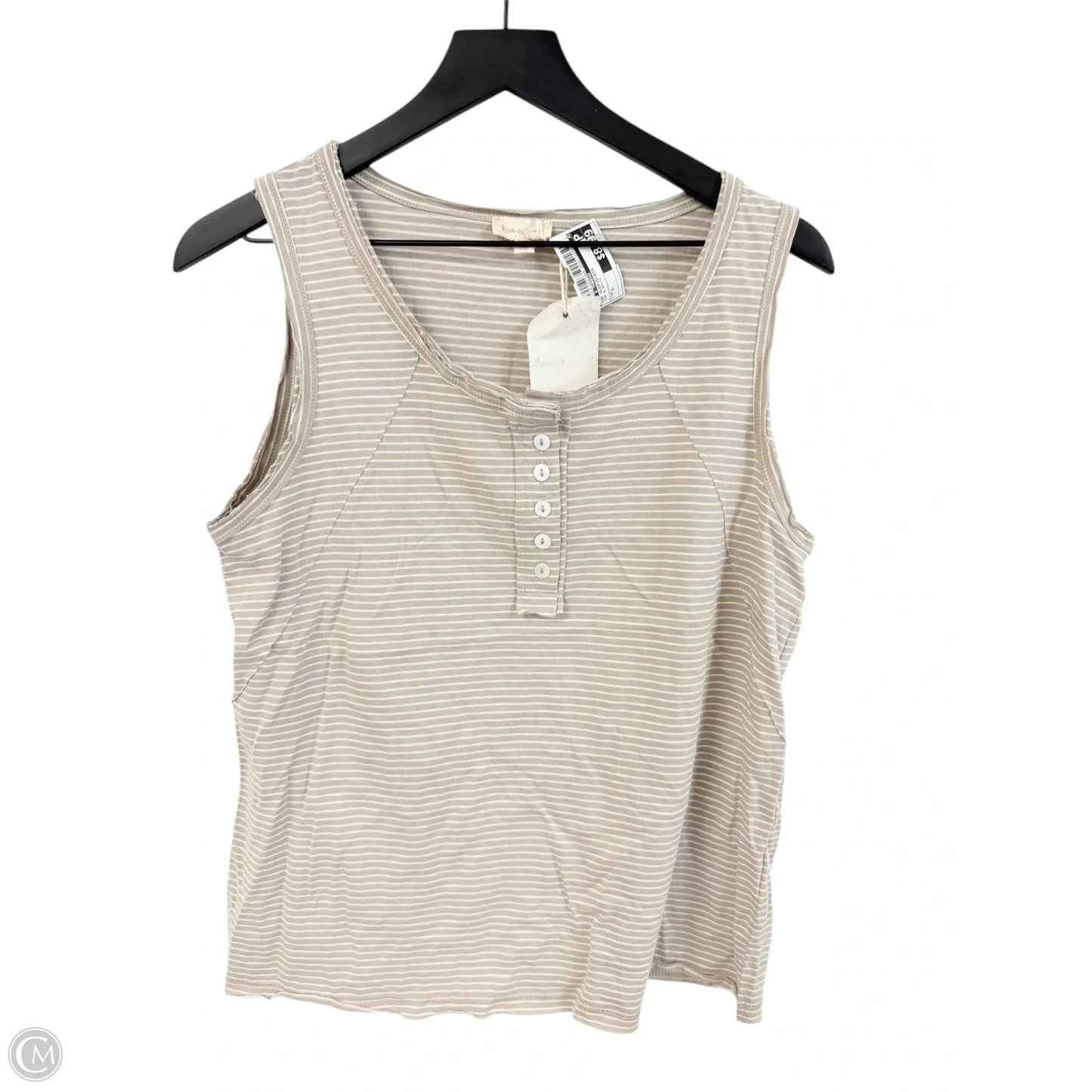 Top Sleeveless By Hem & Thread In Tan & White, Size: L