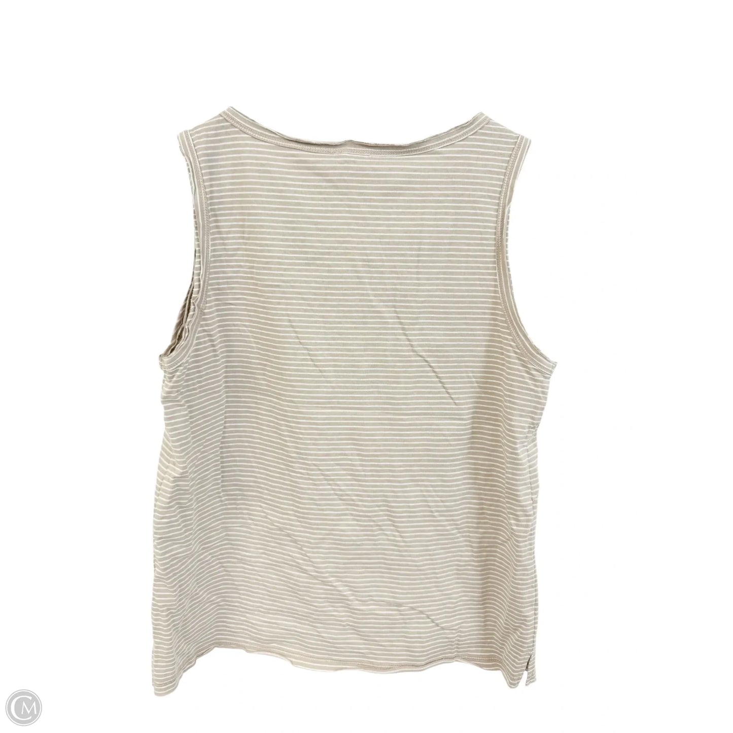 Top Sleeveless By Hem & Thread In Tan & White, Size: L