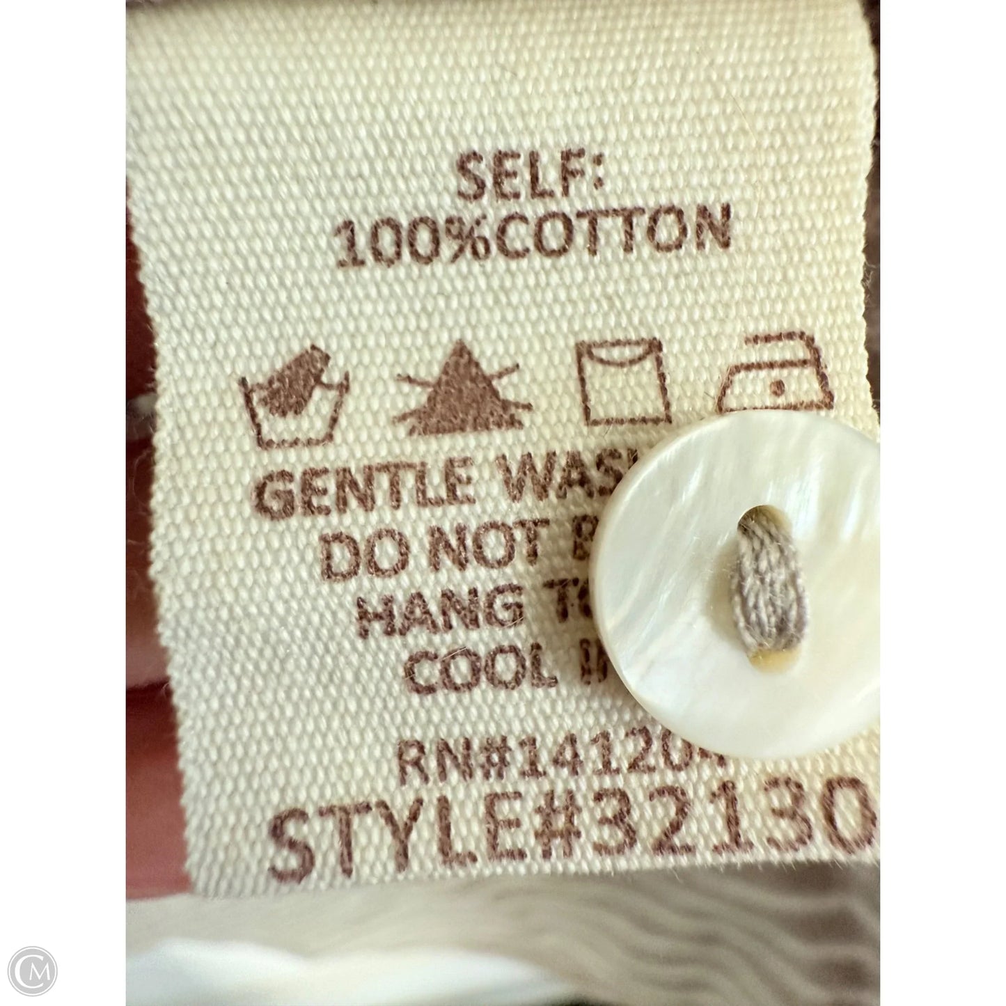 Top Sleeveless By Hem & Thread In Tan & White, Size: L