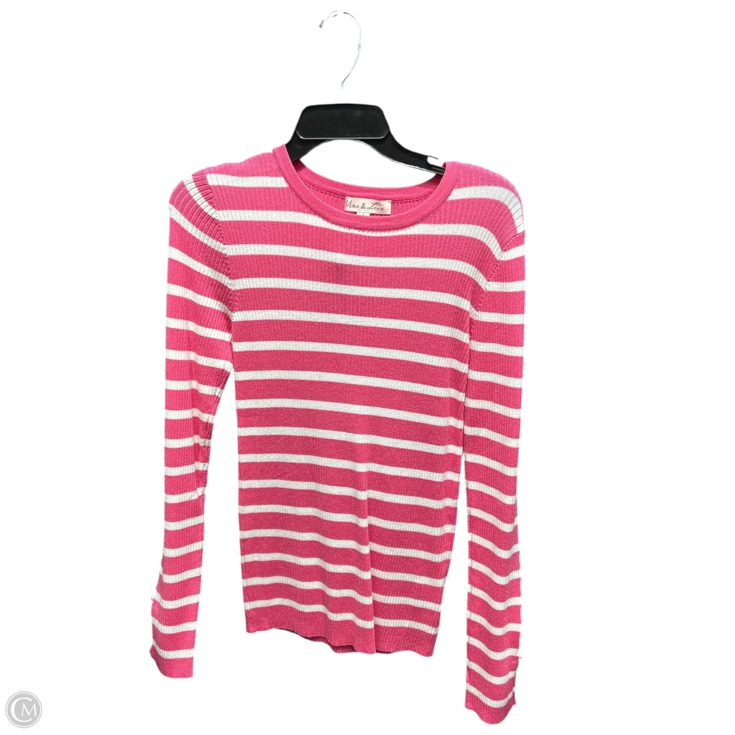 Top Long Sleeve By Clothes Mentor In Pink & White, Size: L