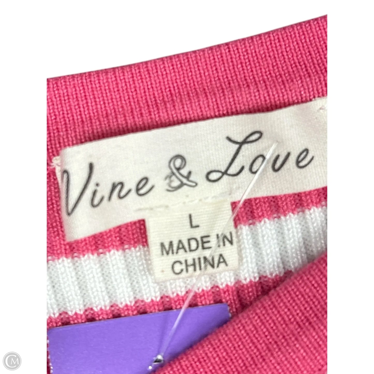 Top Long Sleeve By Clothes Mentor In Pink & White, Size: L