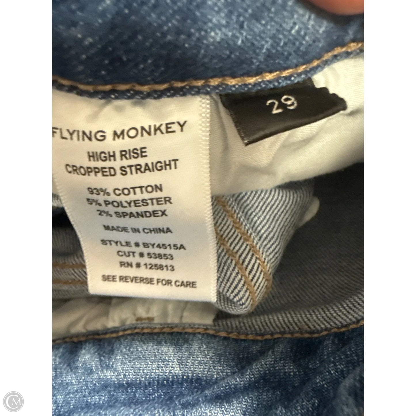 Jeans Cropped By Flying Monkey In Blue Denim, Size: 8