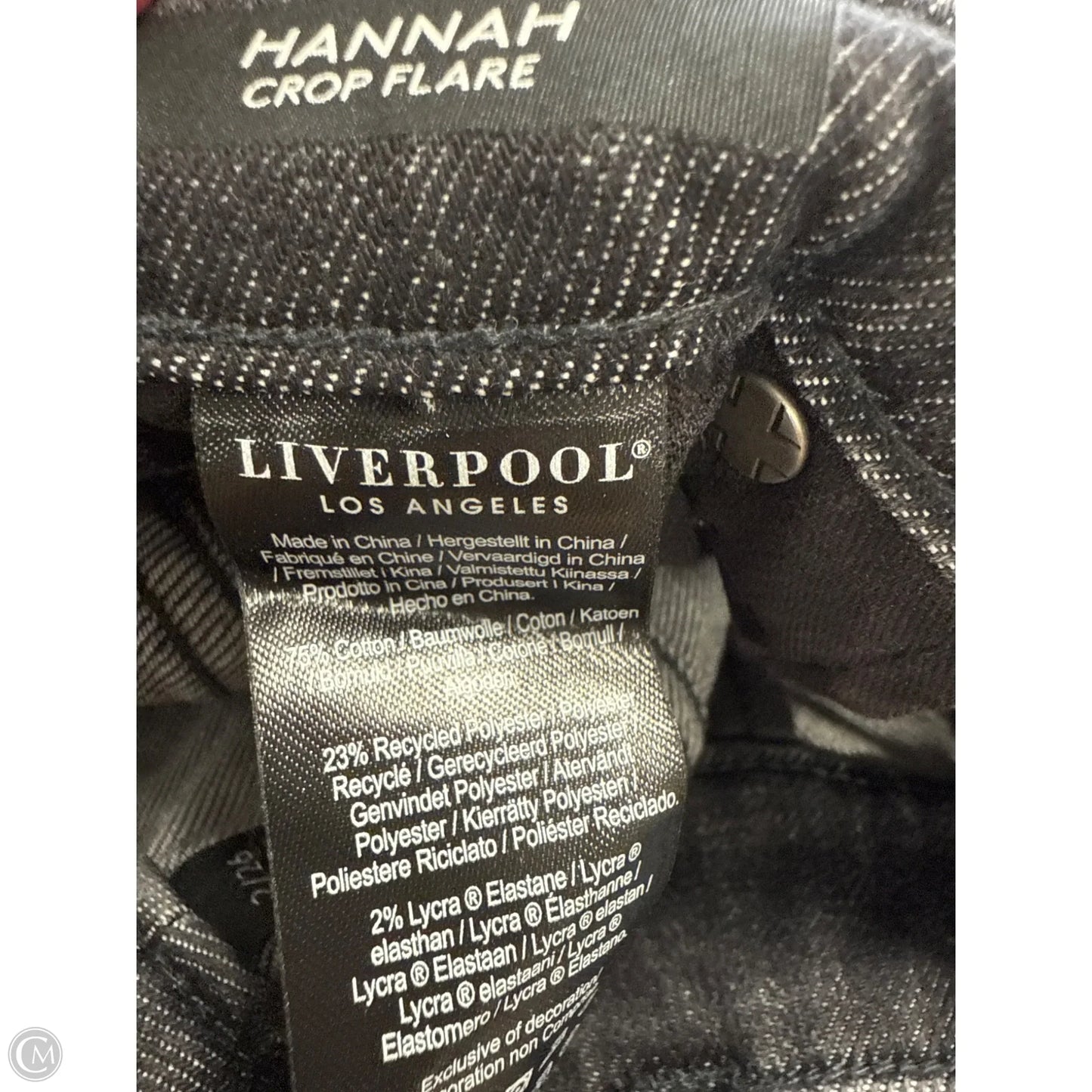 Jeans Cropped By Liverpool In Black Denim, Size: 2