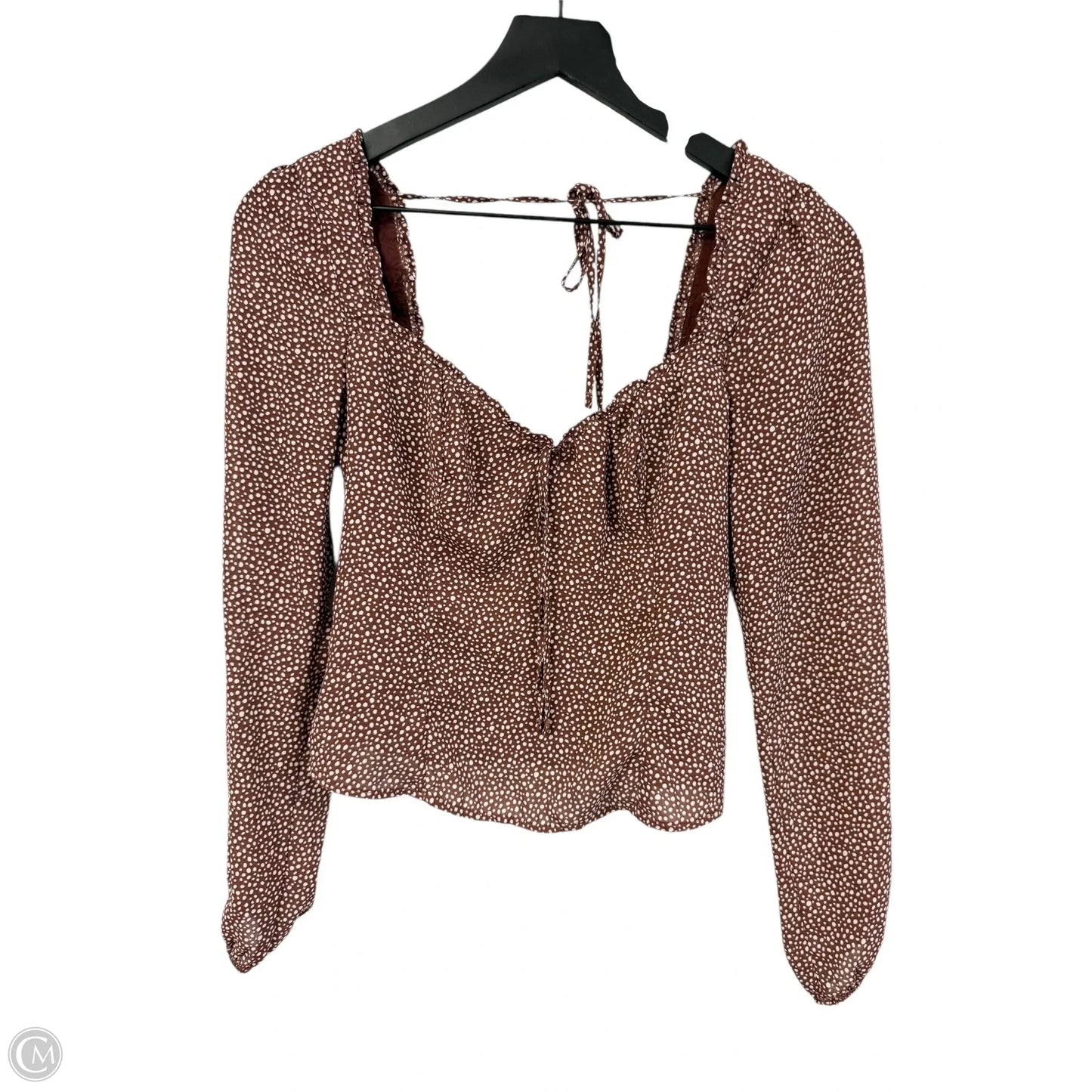 Top Long Sleeve By Abercrombie And Fitch In Brown & White, Size: S