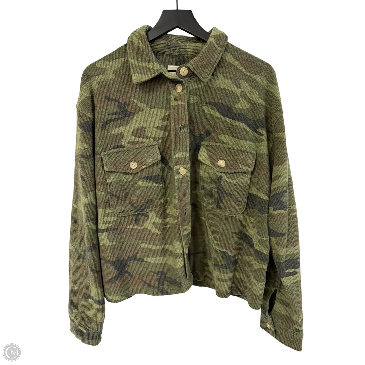 Jacket Shirt By Thread And Supply In Camouflage Print, Size: L