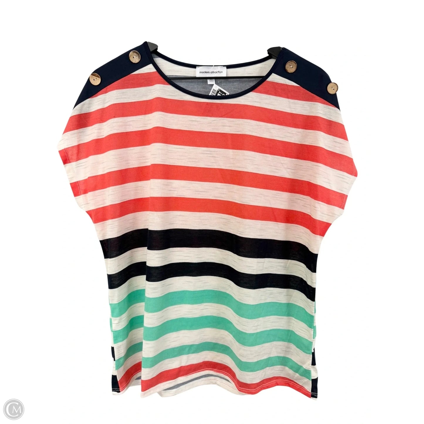 Top Short Sleeve Basic By Cme In Striped Pattern, Size: Xl