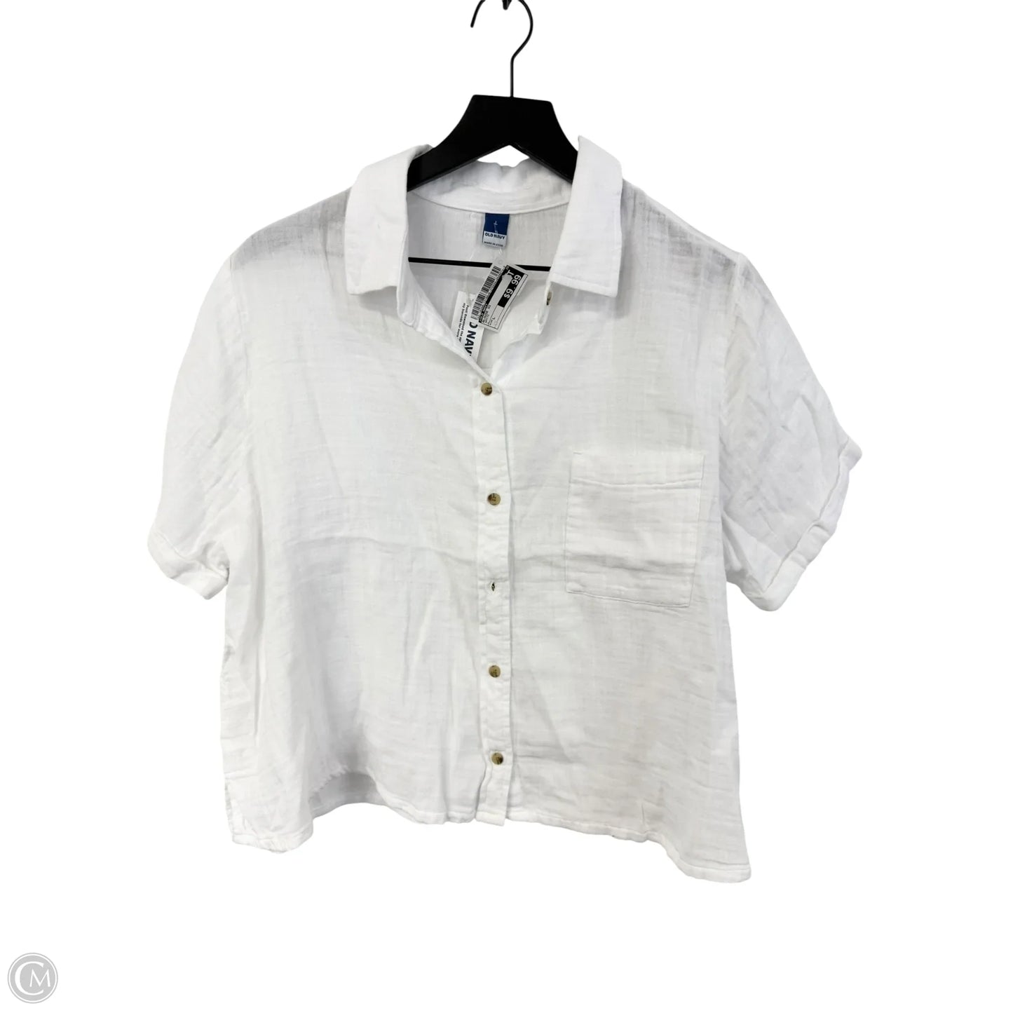 Blouse Short Sleeve By Old Navy In White, Size: L