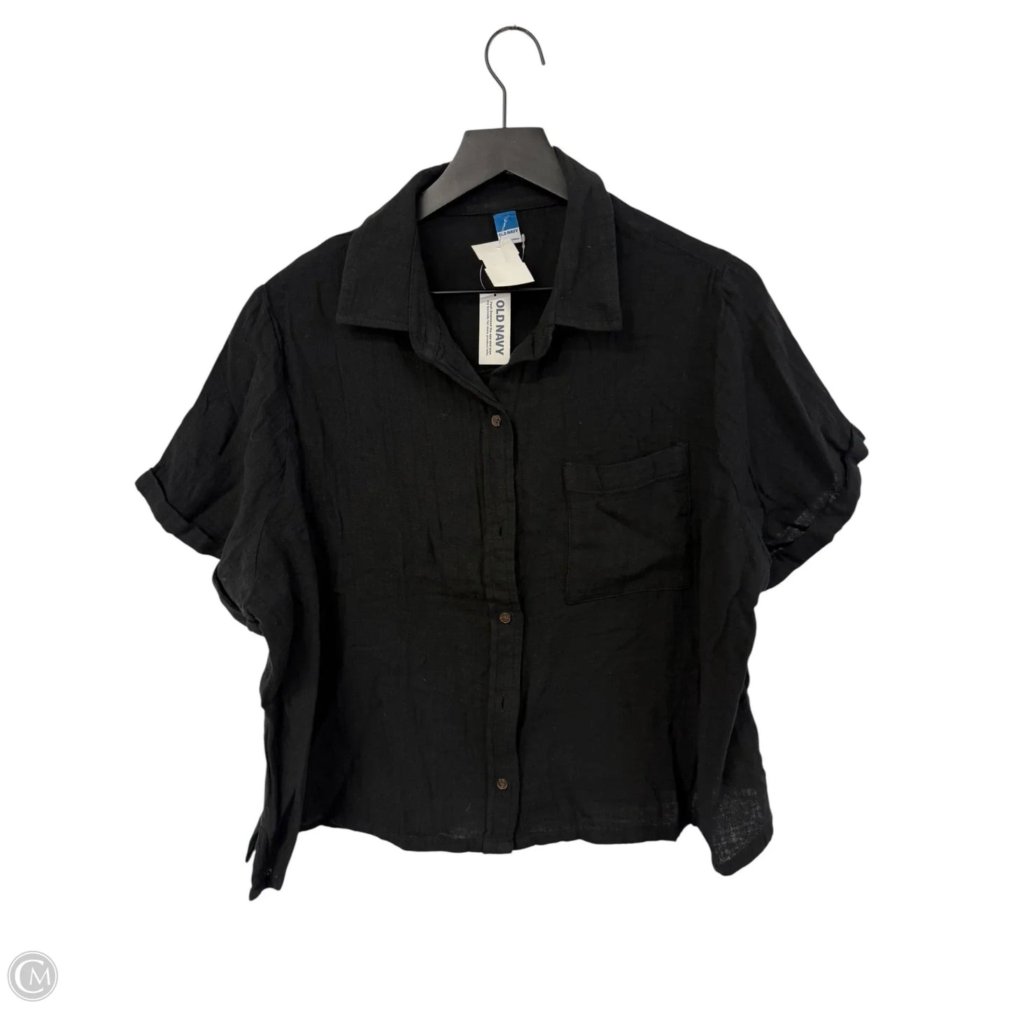 Blouse Short Sleeve By Old Navy In Black, Size: L
