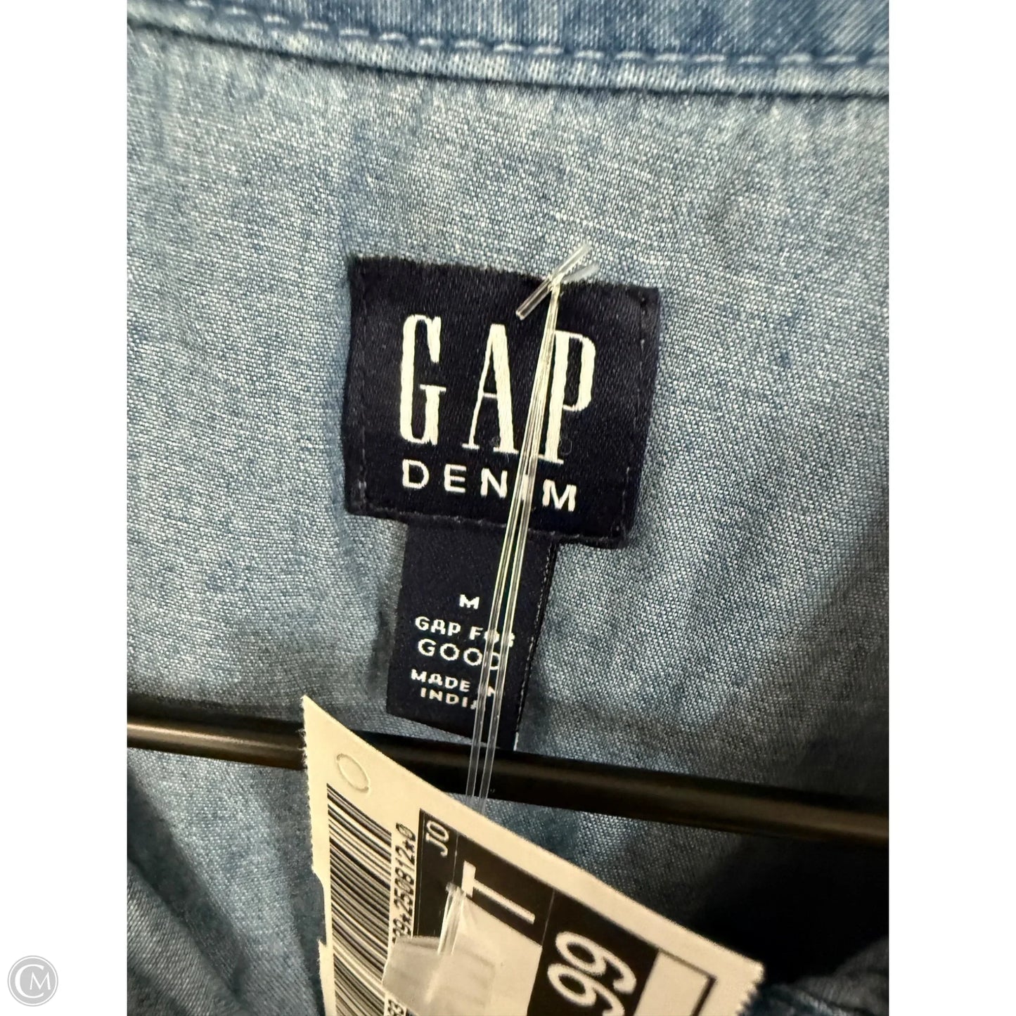 Blouse Short Sleeve By Gap In Blue Denim, Size: M