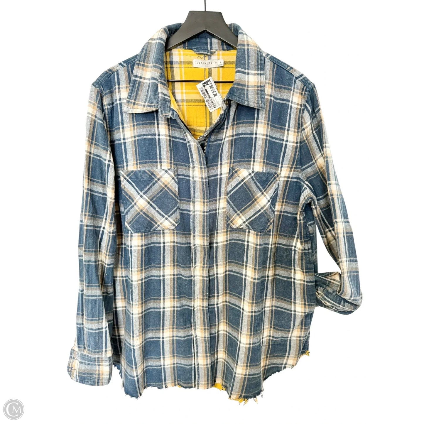 Jacket Shirt By Paper Crane In Plaid Pattern, Size: M