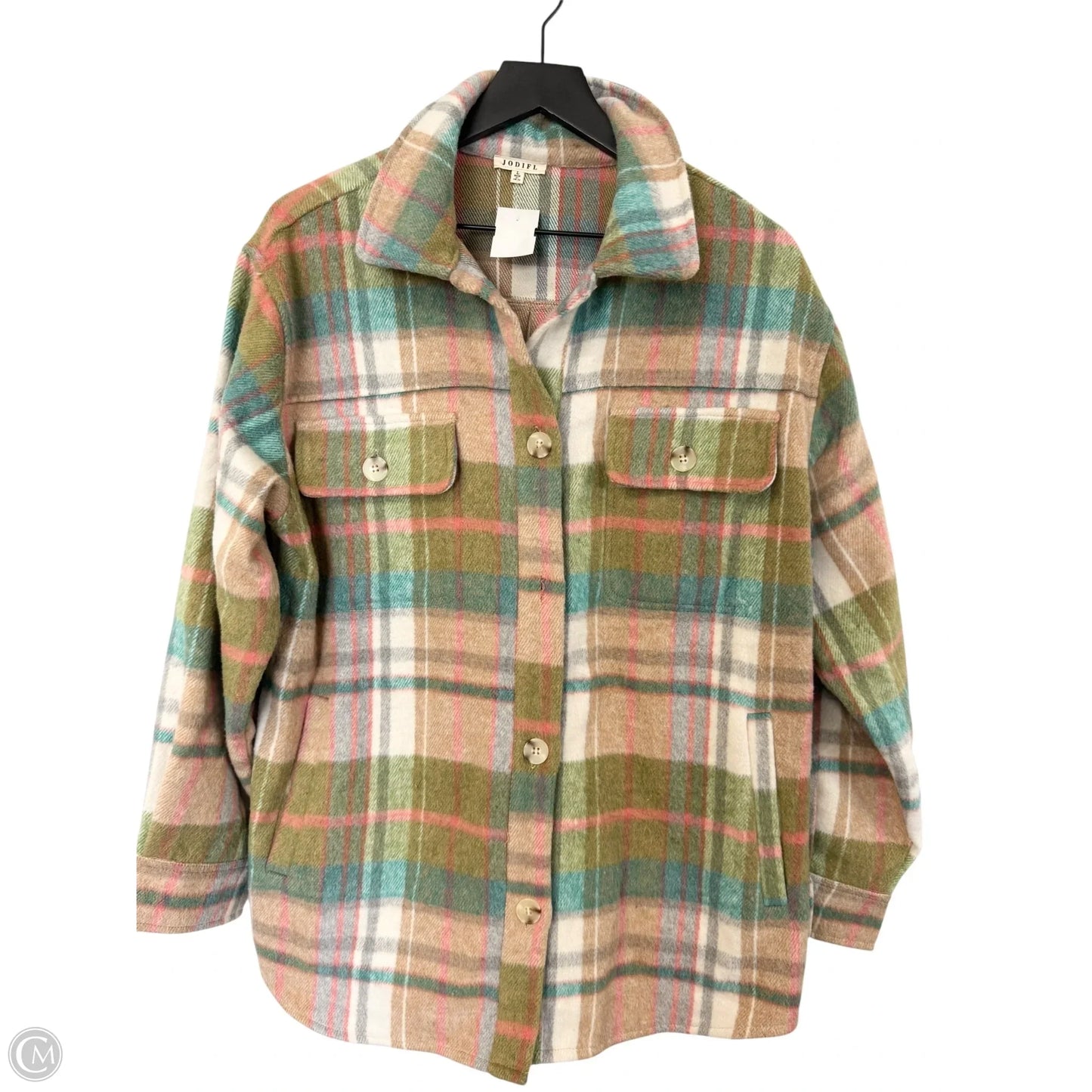 Jacket Shirt By Jodifl In Plaid Pattern, Size: L