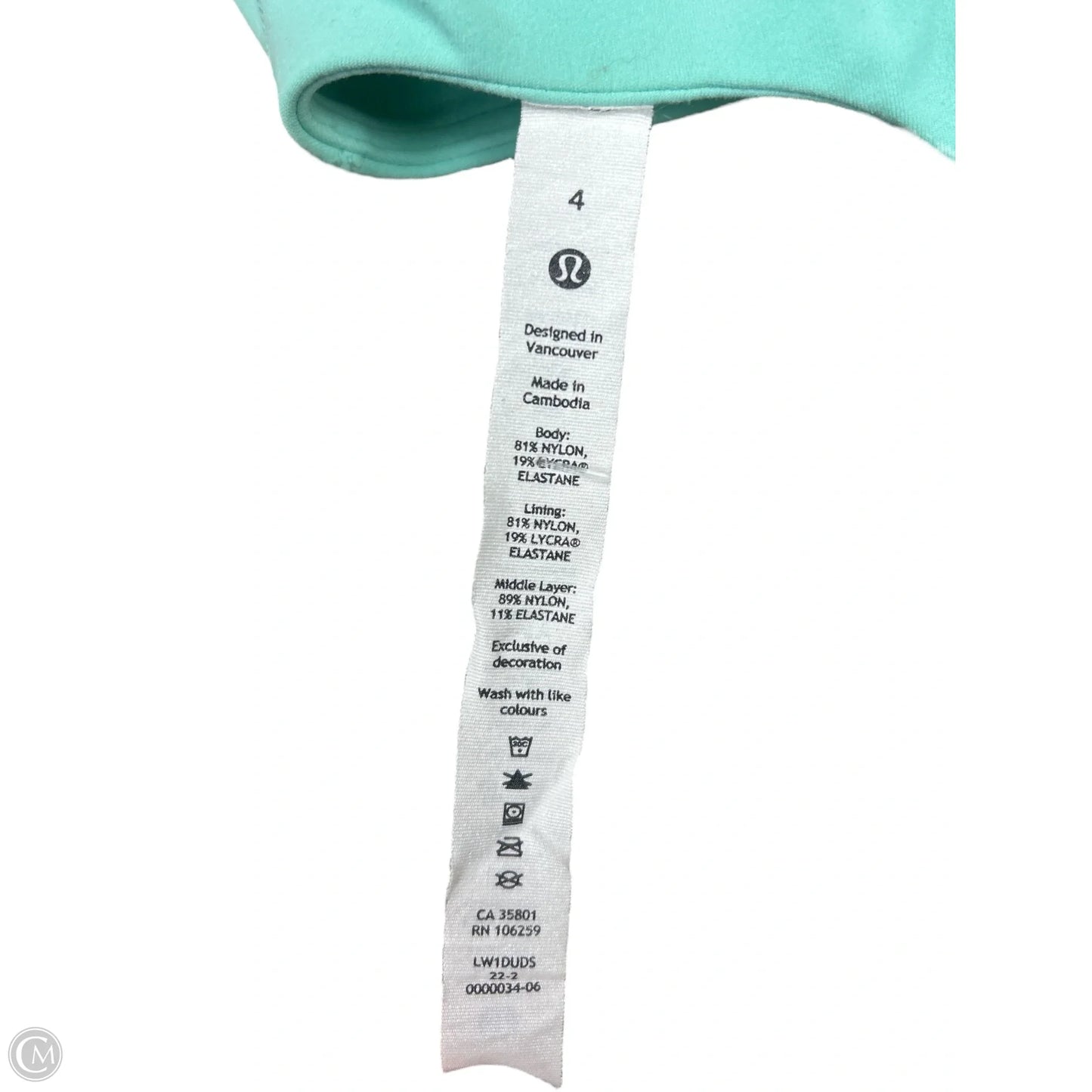 Athletic Tank Top By Lululemon In Aqua, Size: 4