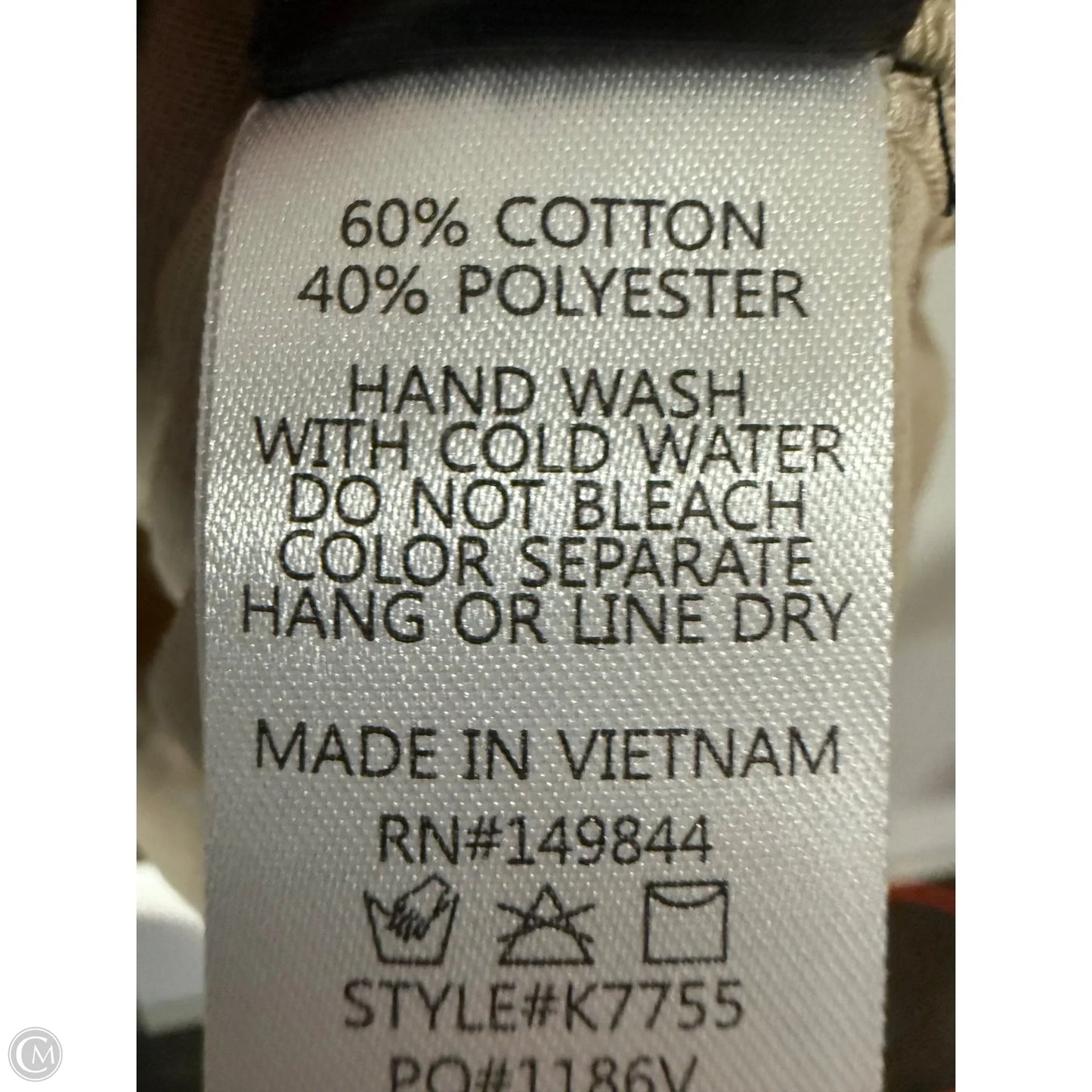 Top Short Sleeve By Cmc In Beige, Size: M