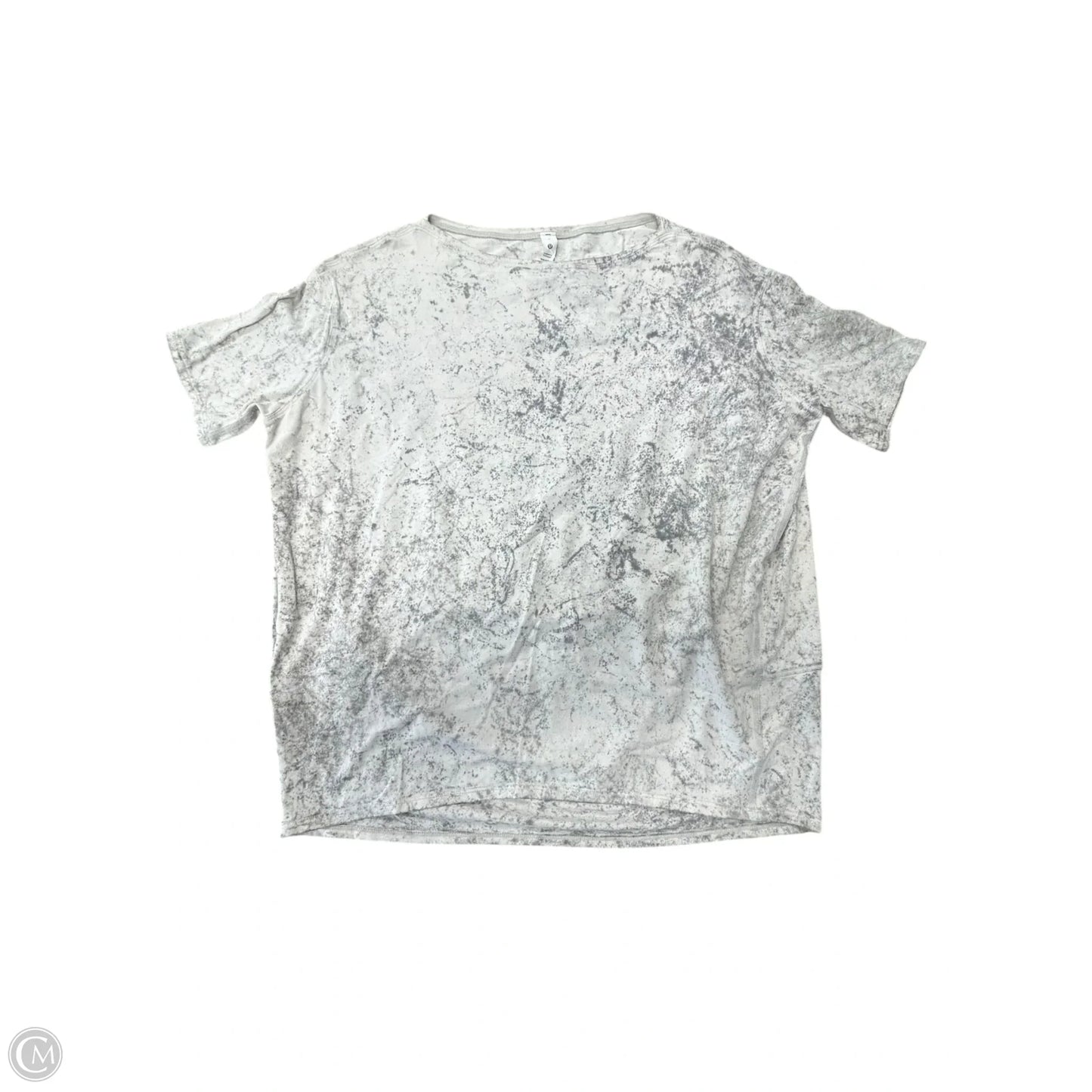 Athletic Top Short Sleeve By Lululemon In Cream & Grey, Size: 4