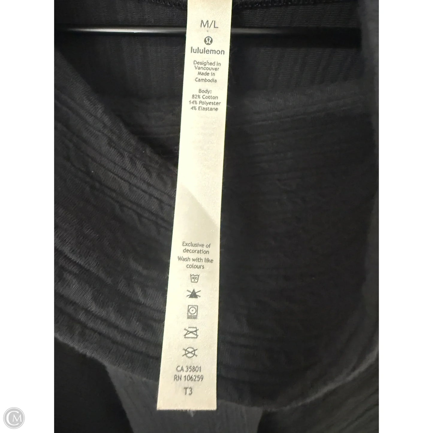 Athletic Sweatshirt Collar By Lululemon In Black, Size: M