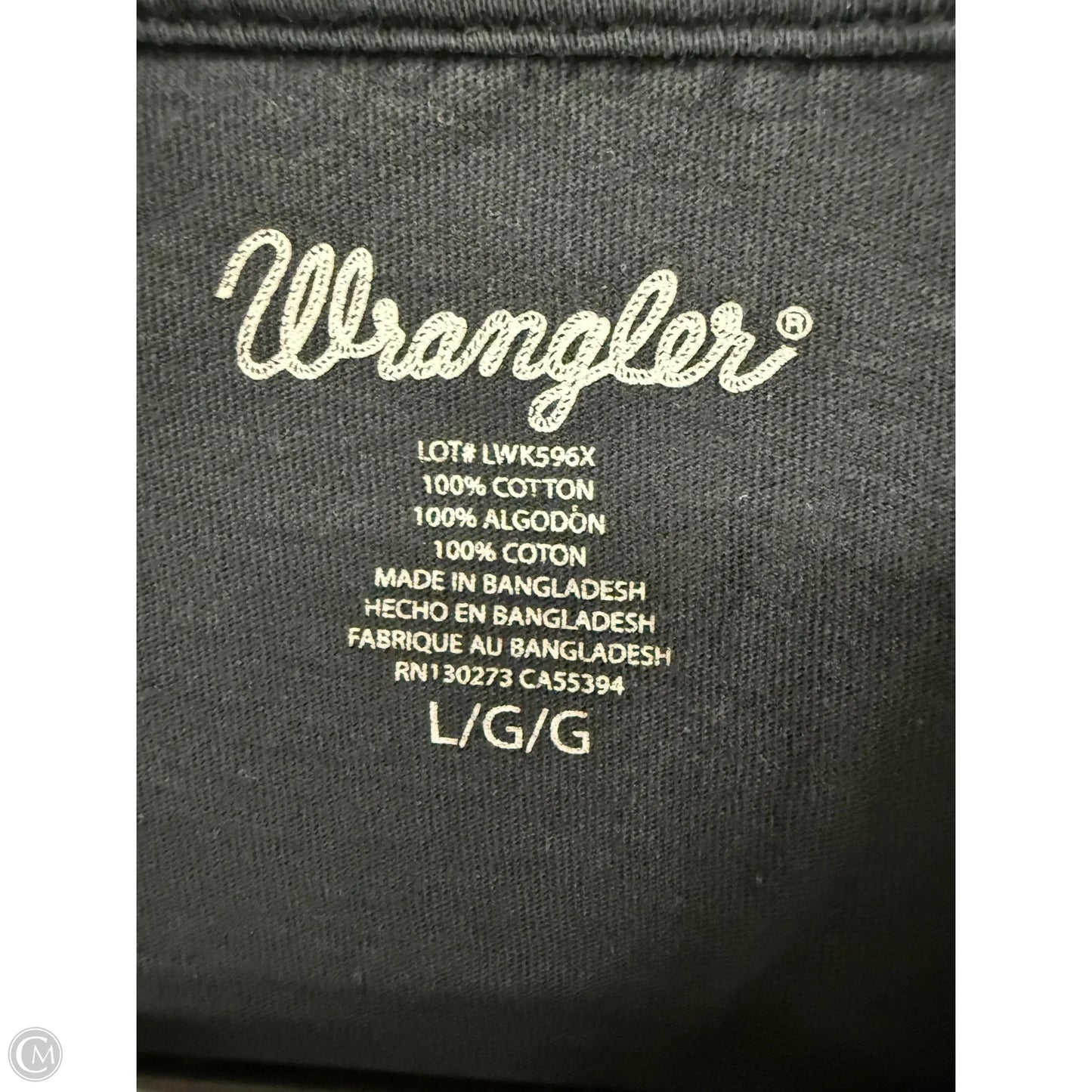 Top Short Sleeve By Wrangler In Black, Size: L