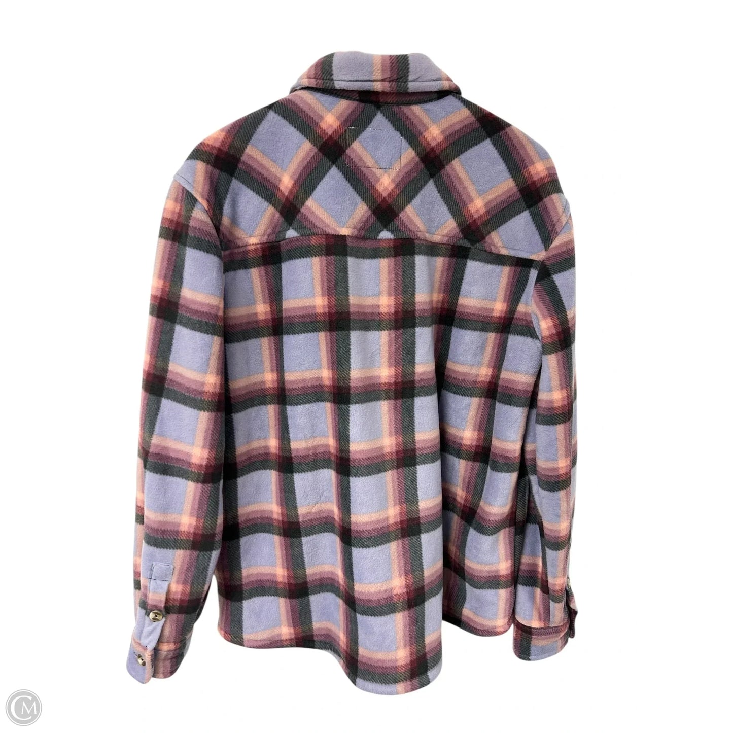 Jacket Shirt By Sage In Black & Purple, Size: L