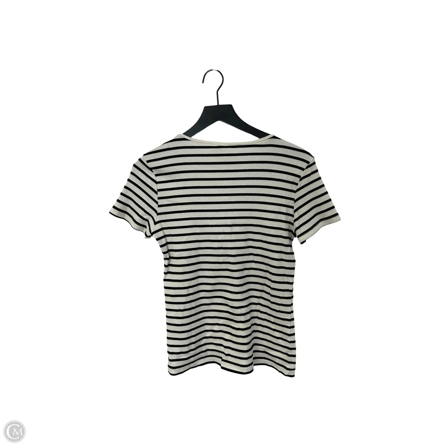 Top Short Sleeve Basic By H&m In Striped Pattern, Size: L