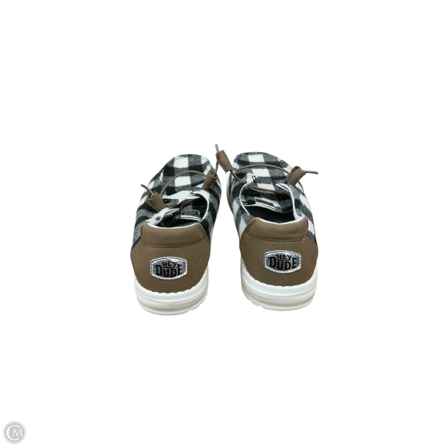 Shoes Flats By Hey Dude In Black & White, Size: 9