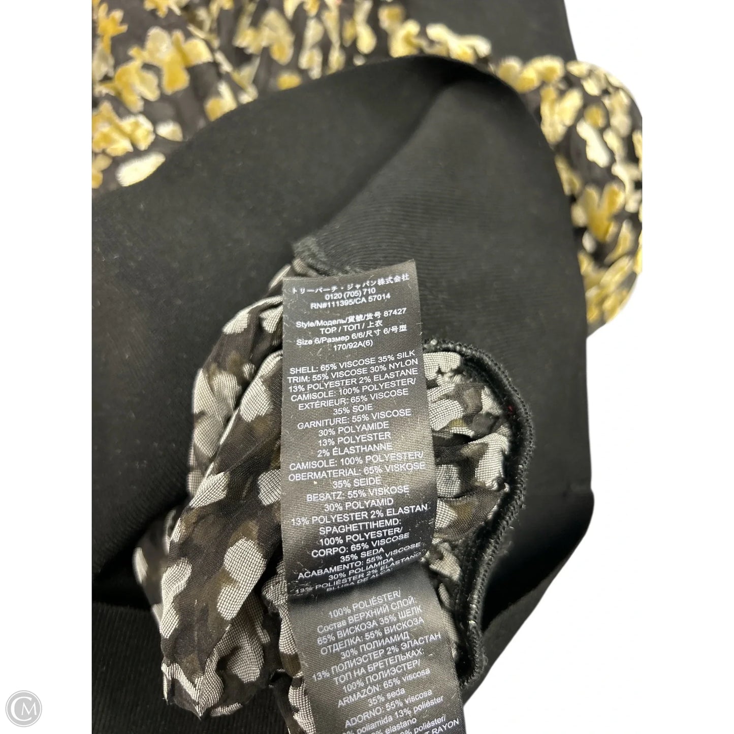 Top Long Sleeve Designer By Tory Burch In Black & Cream, Size: 6