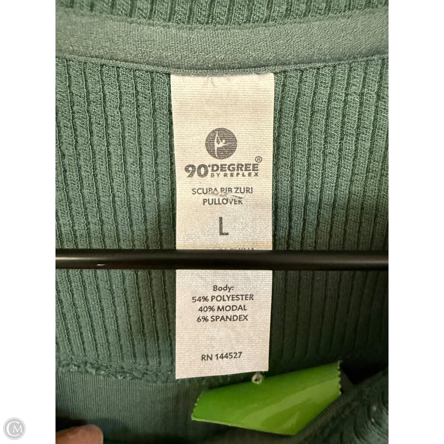 Athletic Top Long Sleeve Crewneck By 90 Degrees By Reflex In Green, Size: L