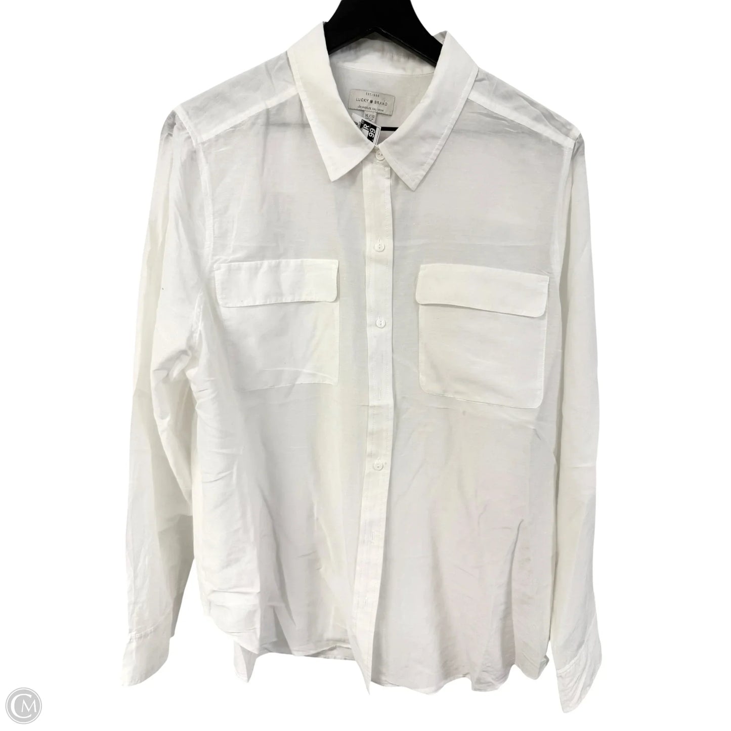 Blouse Long Sleeve By Lucky Brand In White, Size: Xl
