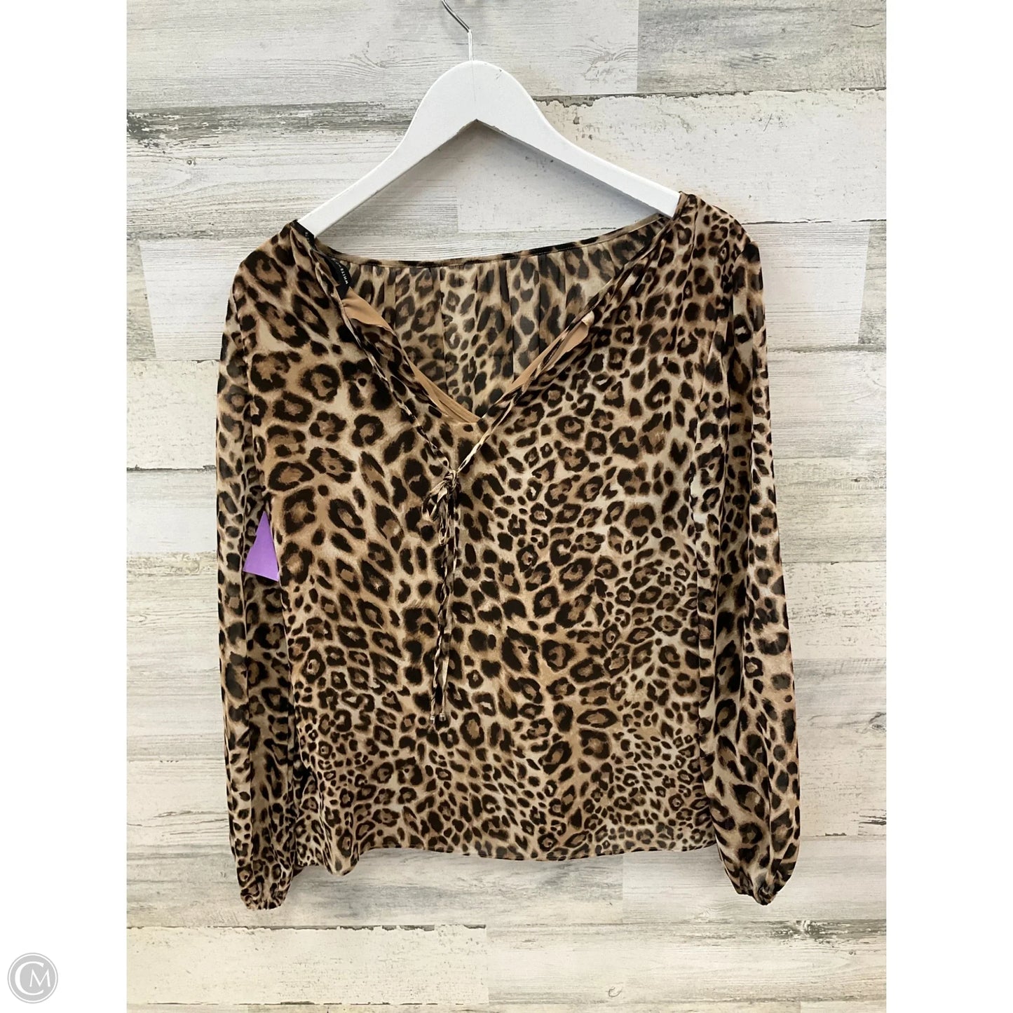 Blouse Long Sleeve By White House Black Market In Animal Print, Size: S